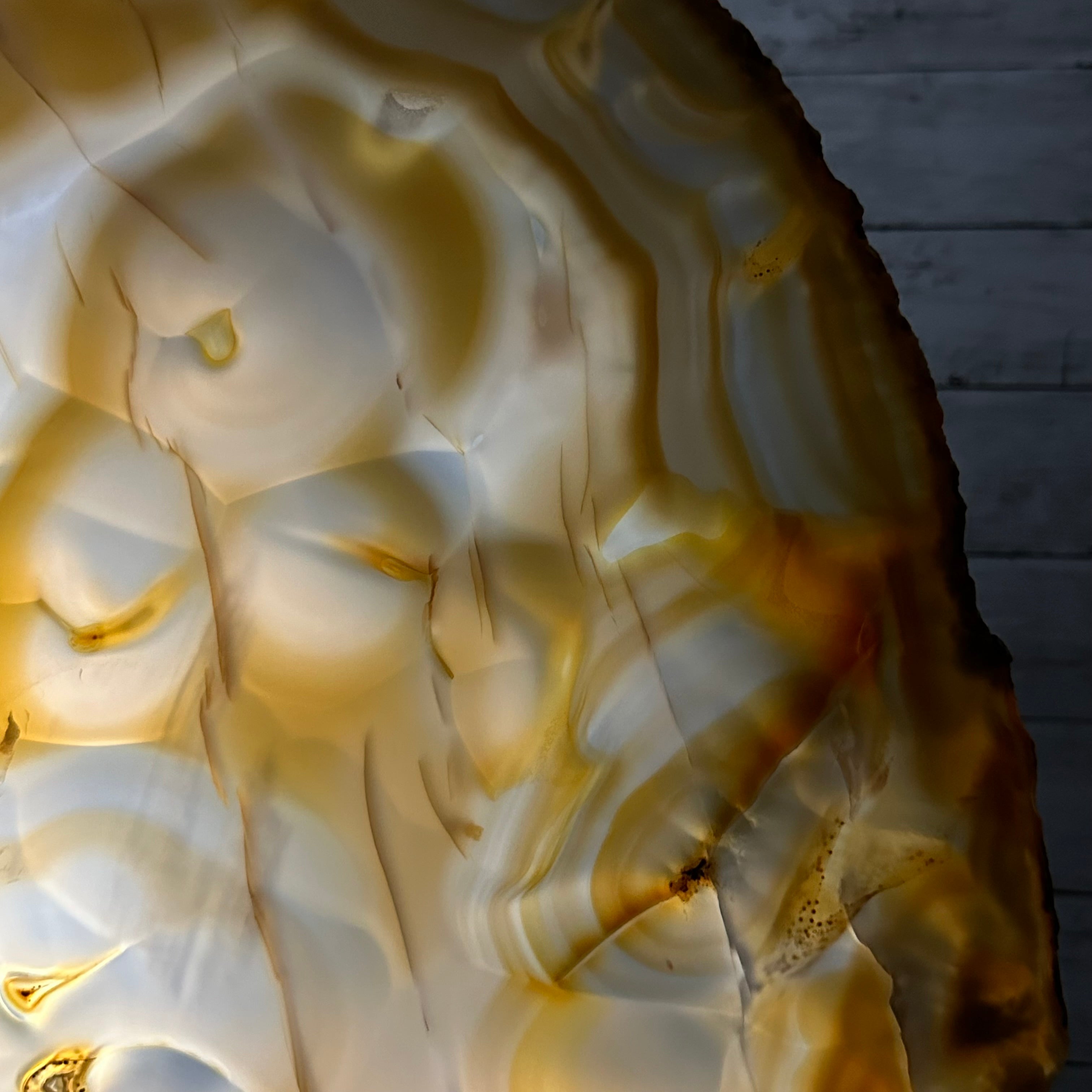 Special Large Natural Brazilian Agate Slice on a Metal Stand, 29.1" Tall #5056-0043 - Brazil GemsBrazil GemsSpecial Large Natural Brazilian Agate Slice on a Metal Stand, 29.1" Tall #5056-0043Slices on Fixed Bases5056-0043