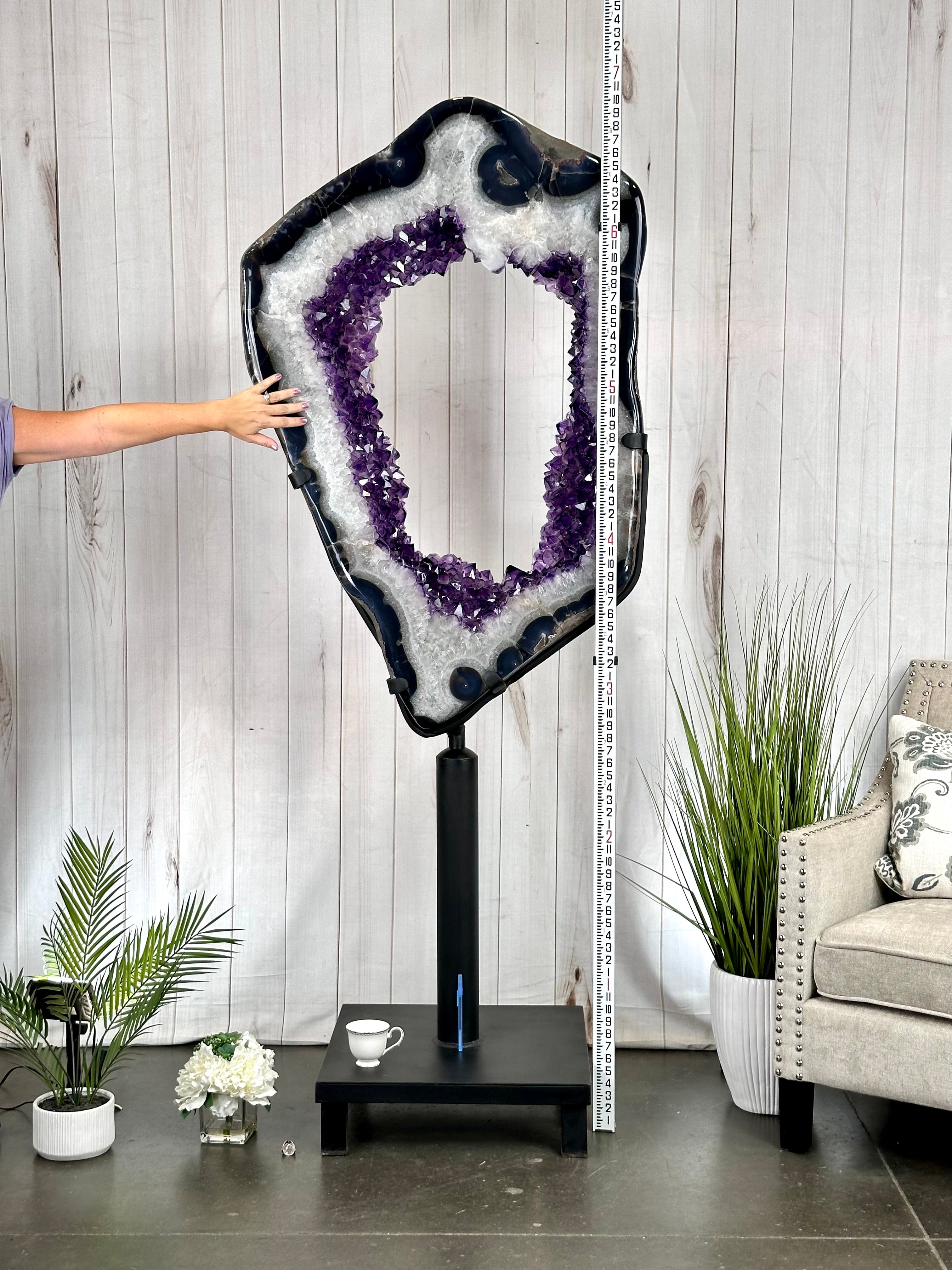 Large Super Quality Amethyst Portal, Rotating Stand, 381 lbs & 83" Tall #5604-0131 - Brazil GemsBrazil GemsLarge Super Quality Amethyst Portal, Rotating Stand, 381 lbs & 83" Tall #5604-0131Portals on Rotating Bases5604-0131