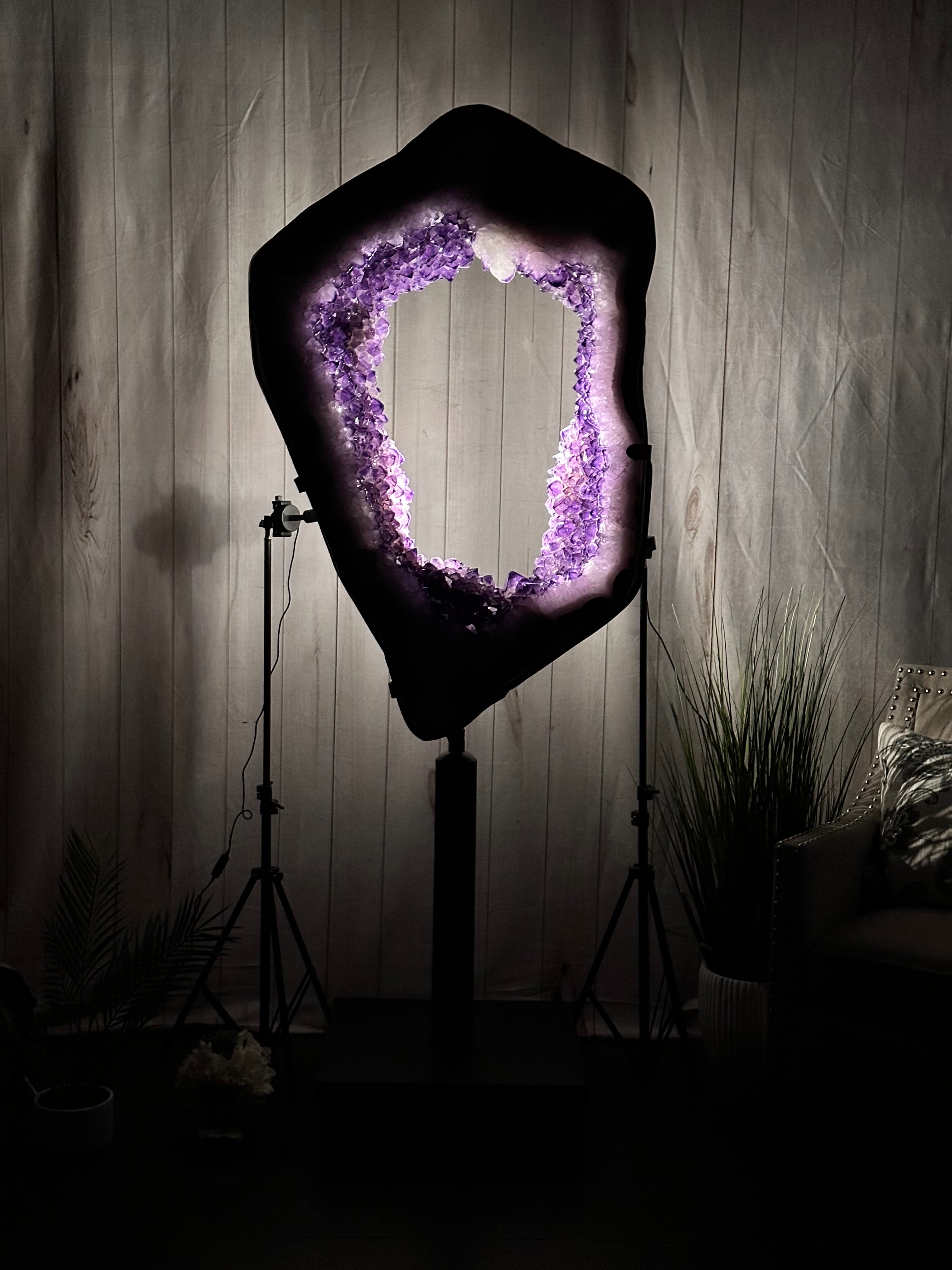 Large Super Quality Amethyst Portal, Rotating Stand, 381 lbs & 83" Tall #5604-0131 - Brazil GemsBrazil GemsLarge Super Quality Amethyst Portal, Rotating Stand, 381 lbs & 83" Tall #5604-0131Portals on Rotating Bases5604-0131