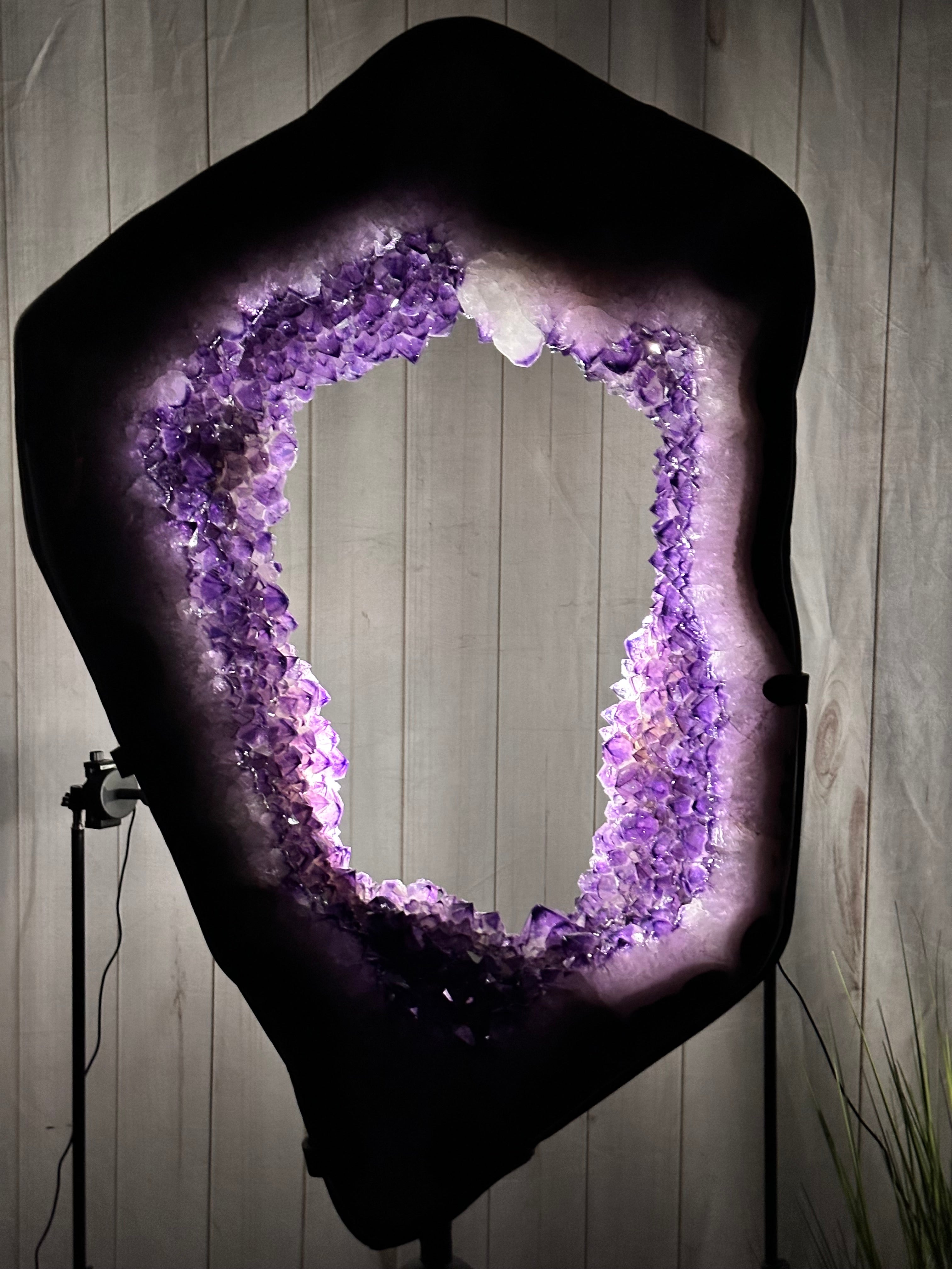 Large Super Quality Amethyst Portal, Rotating Stand, 381 lbs & 83" Tall #5604-0131 - Brazil GemsBrazil GemsLarge Super Quality Amethyst Portal, Rotating Stand, 381 lbs & 83" Tall #5604-0131Portals on Rotating Bases5604-0131