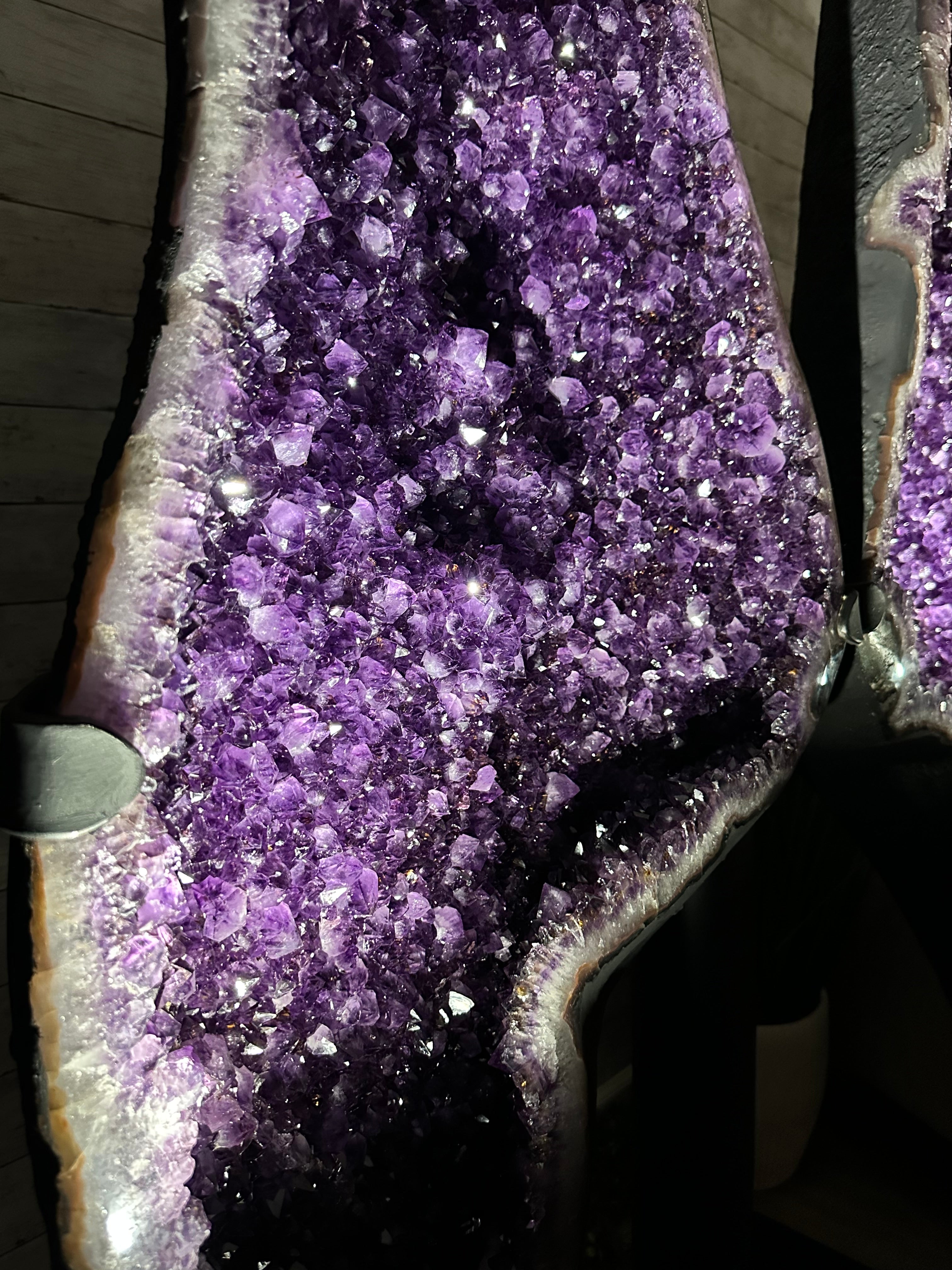 Large Super Quality Amethyst Wings on a Metal Stand, 503 lbs, 71" Tall #5493-0046 - Brazil GemsBrazil GemsLarge Super Quality Amethyst Wings on a Metal Stand, 503 lbs, 71" Tall #5493-0046Amethyst Butterfly Wings5493-0046