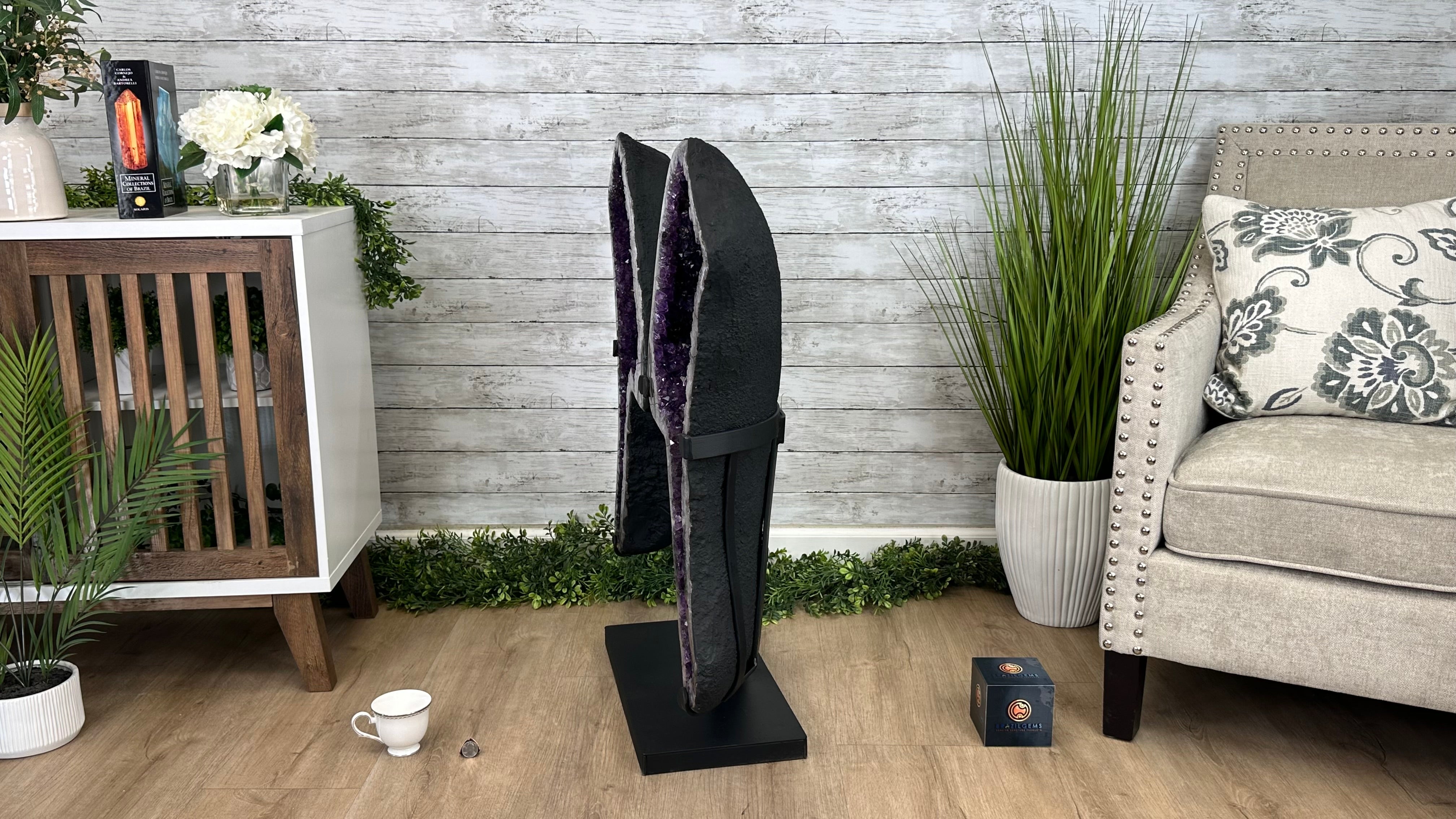 Extra Plus Quality Amethyst Wings on a Metal Stand, 178 lbs, 36" Tall #5493-0040 - Brazil GemsBrazil GemsExtra Plus Quality Amethyst Wings on a Metal Stand, 178 lbs, 36" Tall #5493-0040Amethyst Butterfly Wings5493-0040