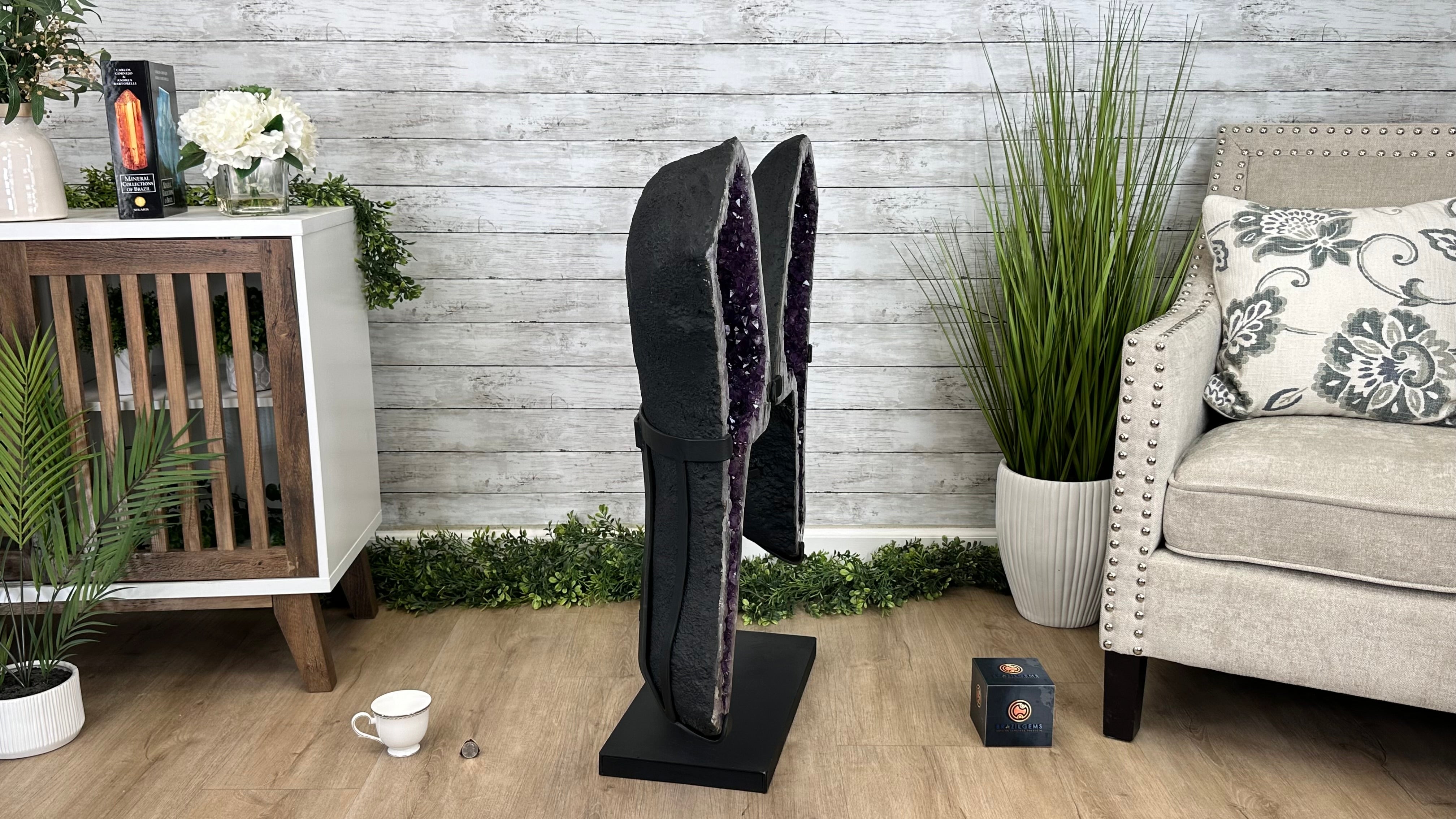 Extra Plus Quality Amethyst Wings on a Metal Stand, 178 lbs, 36" Tall #5493-0040 - Brazil GemsBrazil GemsExtra Plus Quality Amethyst Wings on a Metal Stand, 178 lbs, 36" Tall #5493-0040Amethyst Butterfly Wings5493-0040
