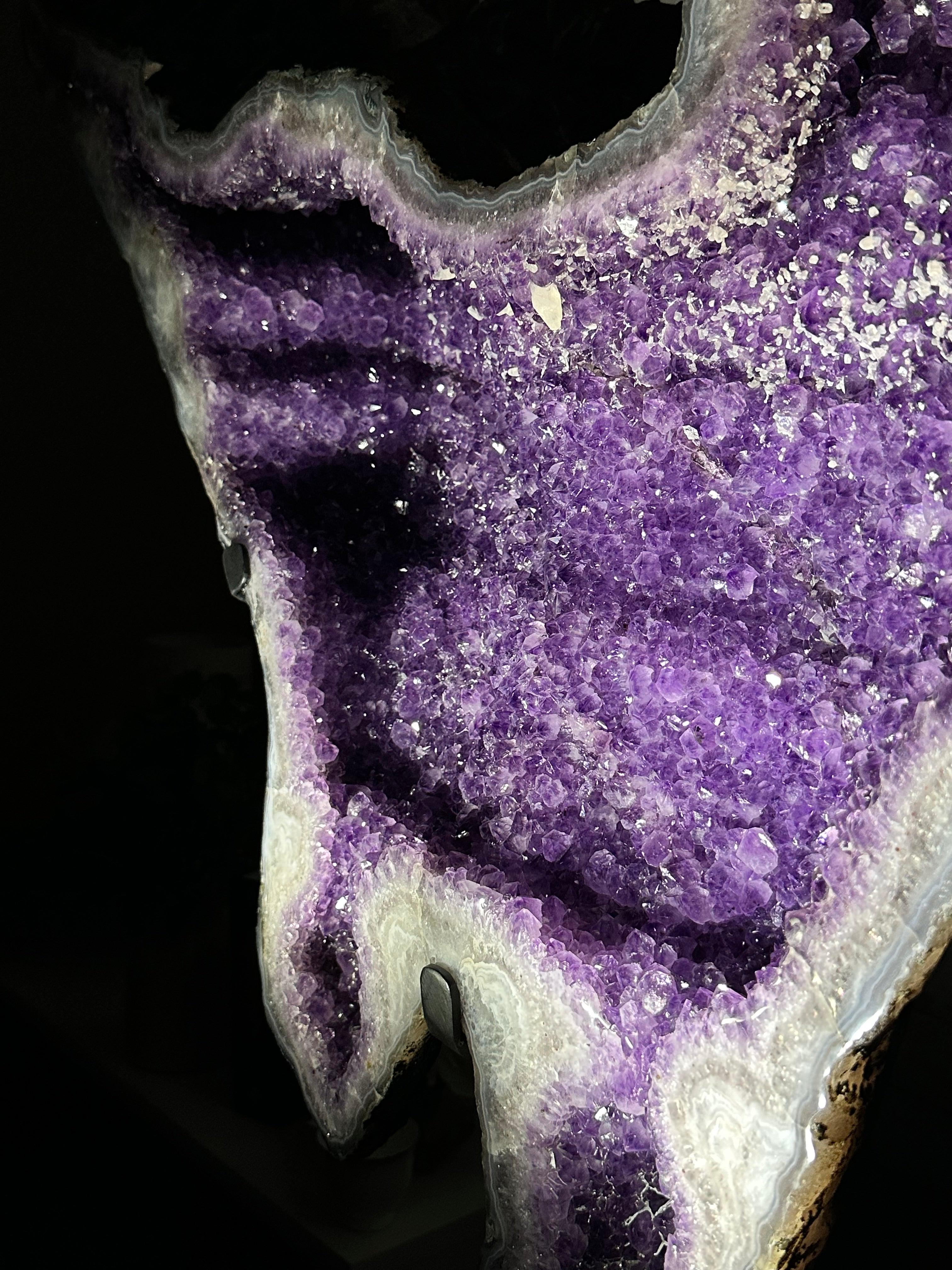 "The Bat" Amethyst Cluster, Metal Base, 163 lbs & 69" Tall #5491-0145 - Brazil GemsBrazil Gems"The Bat" Amethyst Cluster, Metal Base, 163 lbs & 69" Tall #5491-0145Clusters on Fixed Bases5491-0145