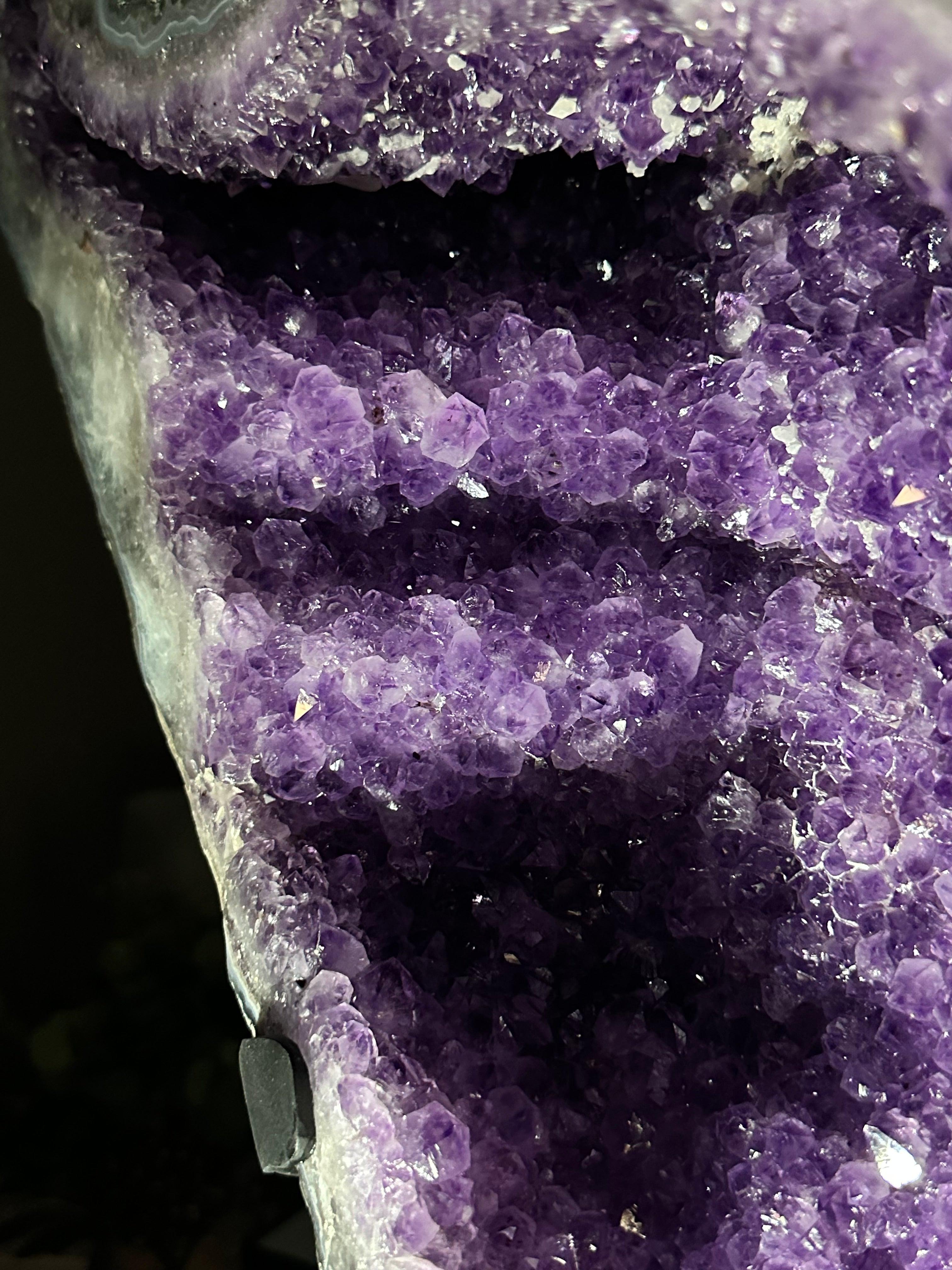 "The Bat" Amethyst Cluster, Metal Base, 163 lbs & 69" Tall #5491-0145 - Brazil GemsBrazil Gems"The Bat" Amethyst Cluster, Metal Base, 163 lbs & 69" Tall #5491-0145Clusters on Fixed Bases5491-0145