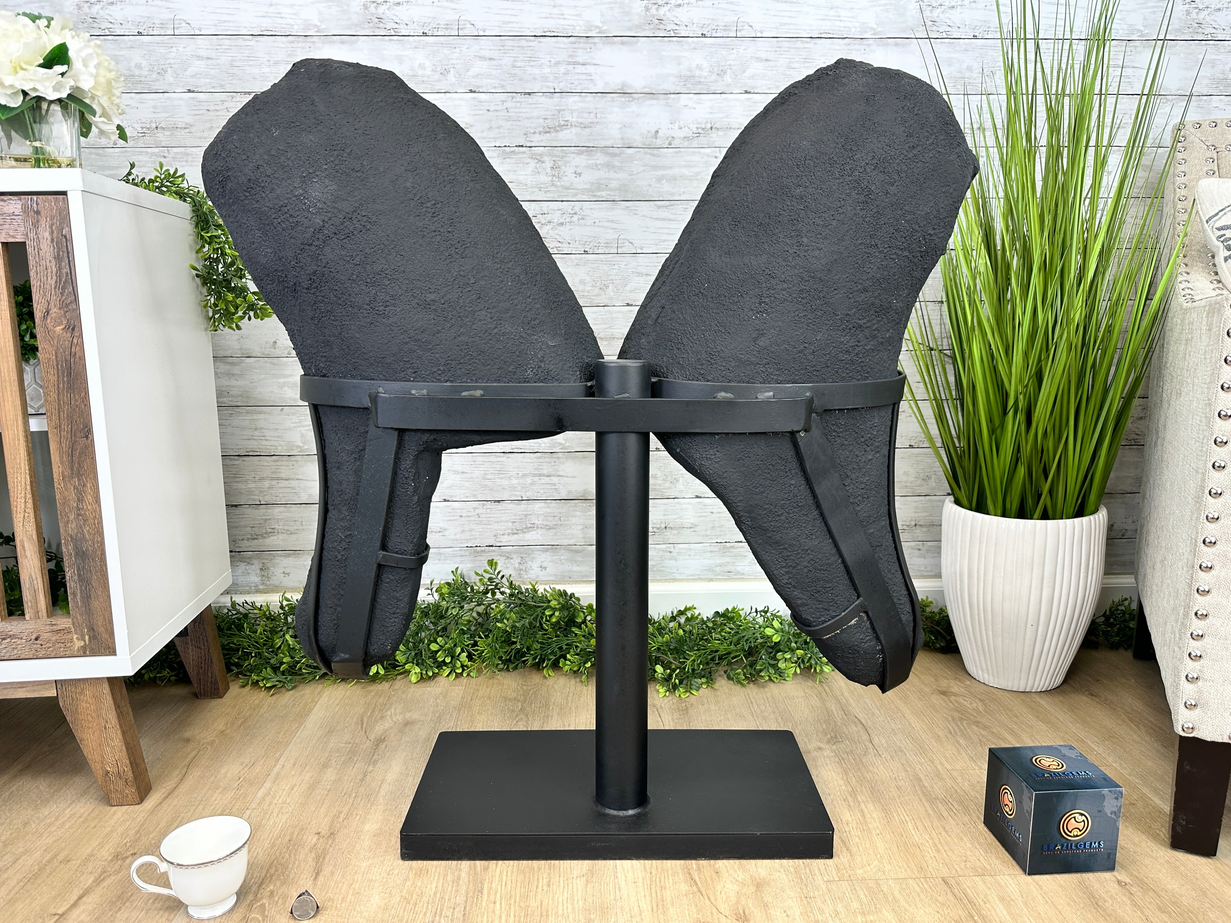 Extra Plus Quality Amethyst Wings on a Metal Stand, 178 lbs, 36" Tall #5493-0040 - Brazil GemsBrazil GemsExtra Plus Quality Amethyst Wings on a Metal Stand, 178 lbs, 36" Tall #5493-0040Amethyst Butterfly Wings5493-0040