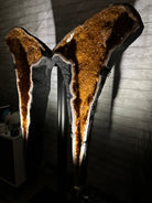 Large Citrine Butterfly Wings on a Metal Stand, 322 lbs & 72.75" Tall #5498-0005 - Brazil GemsBrazil GemsLarge Citrine Butterfly Wings on a Metal Stand, 322 lbs & 72.75" Tall #5498-0005Citrine Butterfly Wings5498-0005