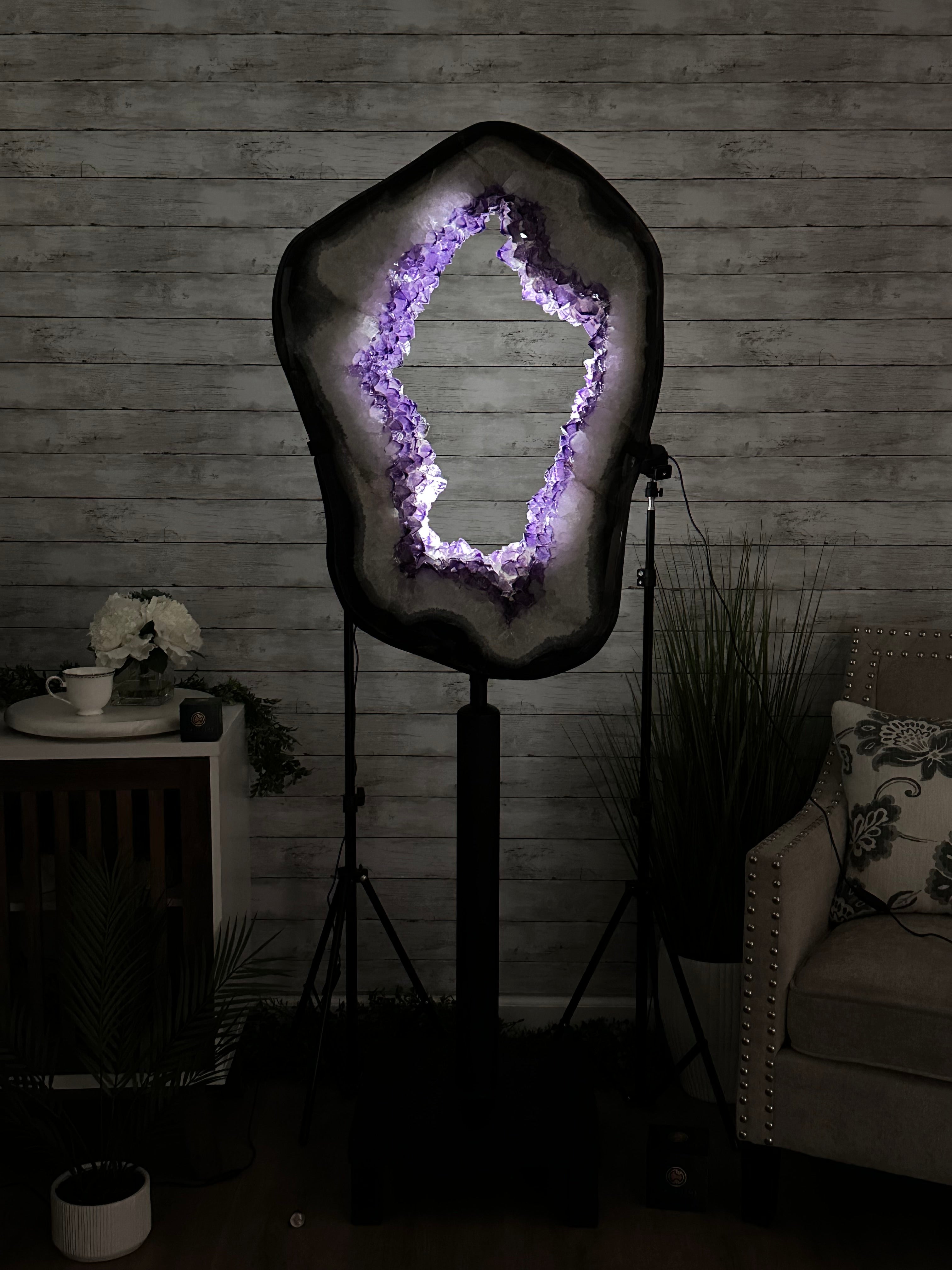 Super Quality Amethyst Portal, Rotating Stand, 185 lbs & 71" tall #5604-0130 - Brazil GemsBrazil GemsSuper Quality Amethyst Portal, Rotating Stand, 185 lbs & 71" tall #5604-0130Portals on Rotating Bases5604-0130