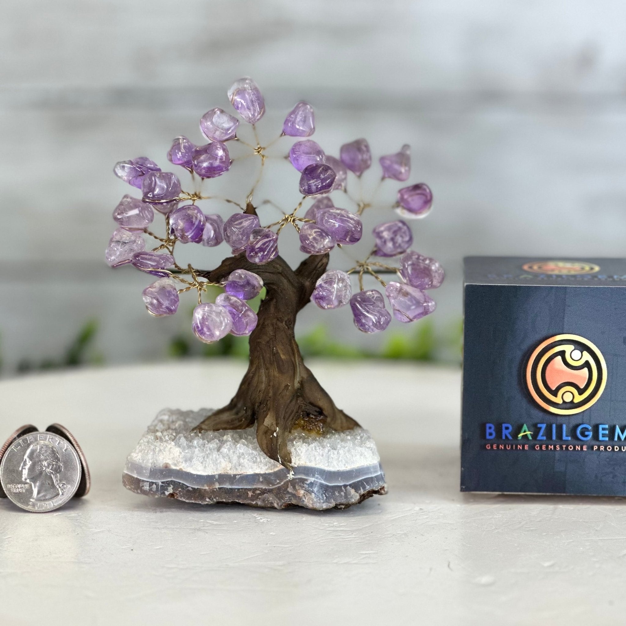 Amethyst 5" Tall Handmade Gemstone Tree on a Crystal base, 35 Gems #5401AMTH - Brazil GemsBrazil GemsAmethyst 5" Tall Handmade Gemstone Tree on a Crystal base, 35 Gems #5401AMTHGemstone Trees5401AMTH