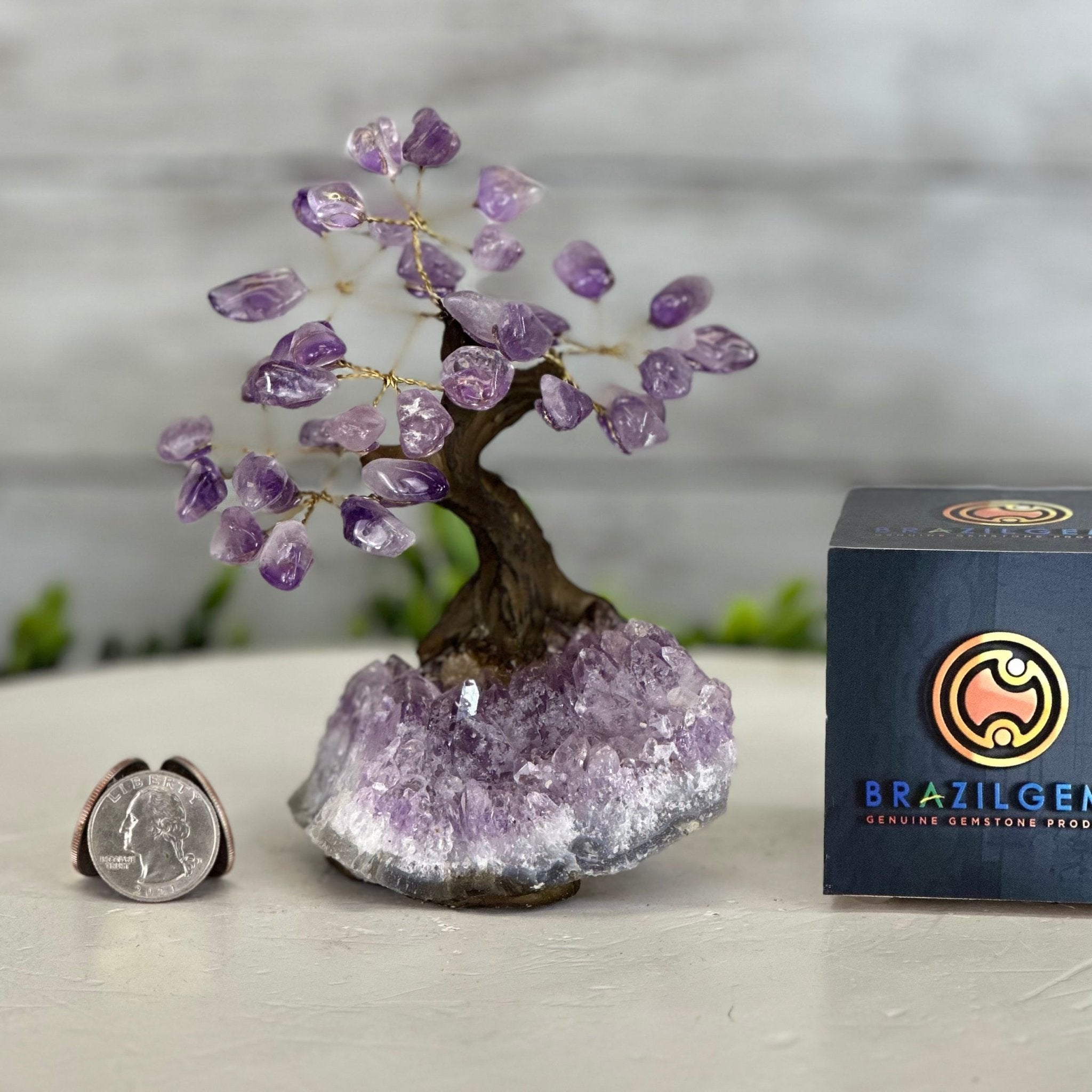 Amethyst 5" Tall Handmade Gemstone Tree on a Crystal base, 35 Gems #5401AMTH - Brazil GemsBrazil GemsAmethyst 5" Tall Handmade Gemstone Tree on a Crystal base, 35 Gems #5401AMTHGemstone Trees5401AMTH