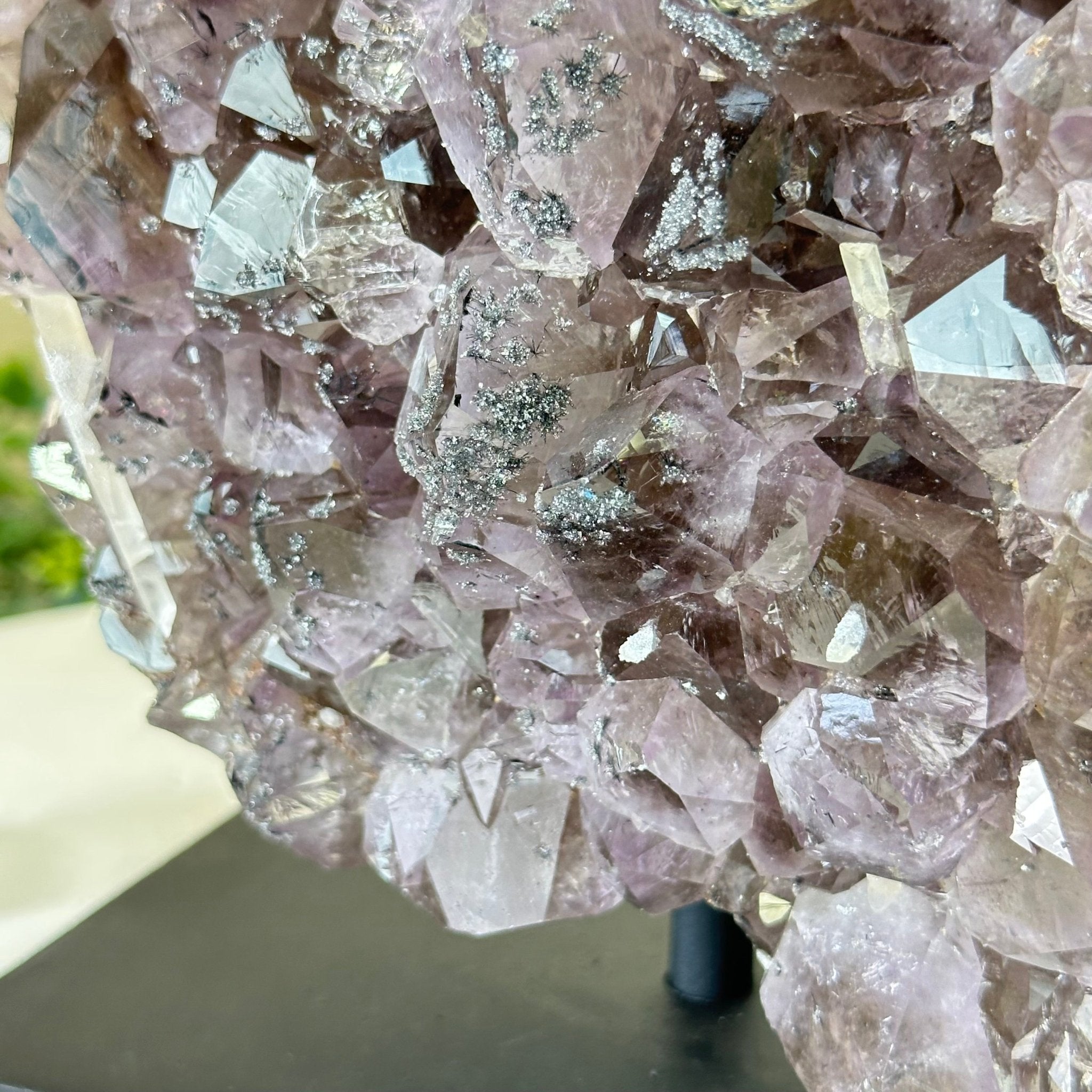 Amethyst Cluster on a Metal Base, 11.6 lbs & 8.8" Tall #5491D - 0234 - Brazil GemsBrazil GemsAmethyst Cluster on a Metal Base, 11.6 lbs & 8.8" Tall #5491D - 0234Clusters on Fixed Bases5491D - 0234