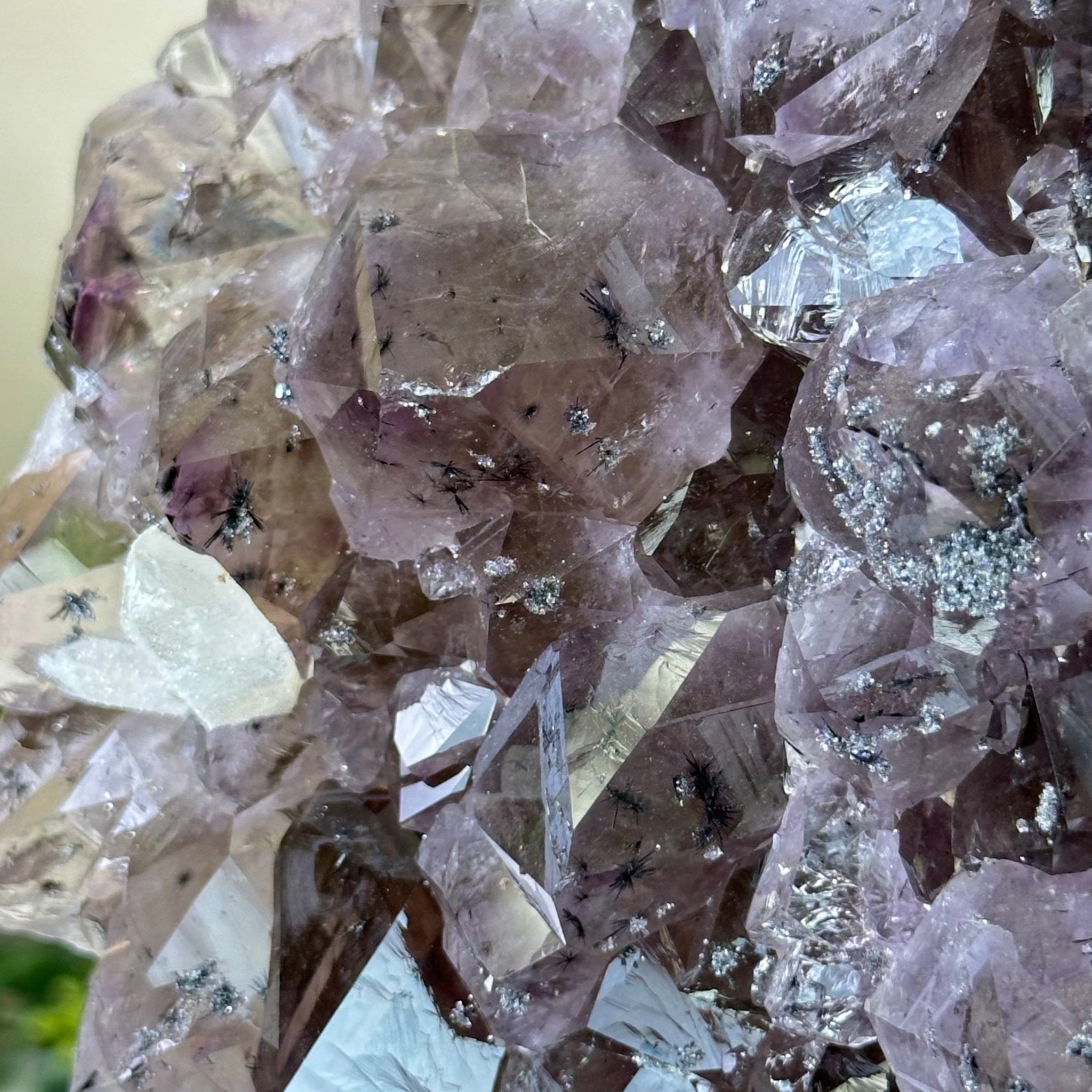 Amethyst Cluster on a Metal Base, 11.6 lbs & 8.8" Tall #5491D - 0234 - Brazil GemsBrazil GemsAmethyst Cluster on a Metal Base, 11.6 lbs & 8.8" Tall #5491D - 0234Clusters on Fixed Bases5491D - 0234