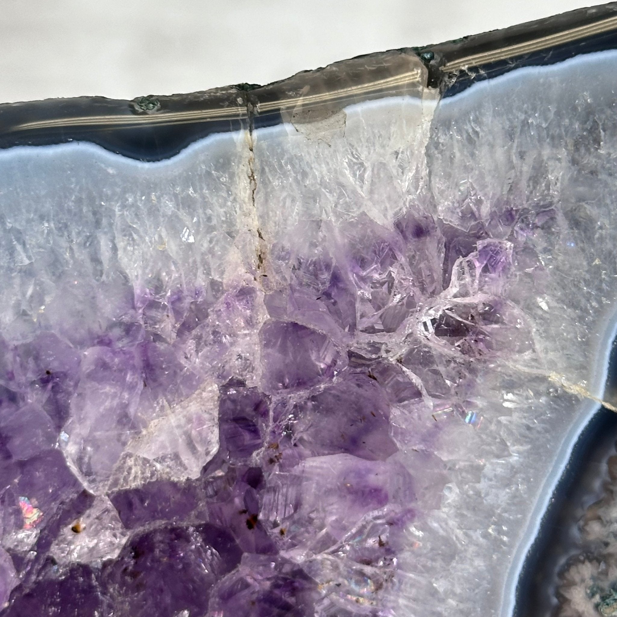 Amethyst Cluster on a Metal Base, 12.4 lbs & 19.5" Tall #5491 - 0147 - Brazil GemsBrazil GemsAmethyst Cluster on a Metal Base, 12.4 lbs & 19.5" Tall #5491 - 0147Clusters on Fixed Bases5491 - 0147