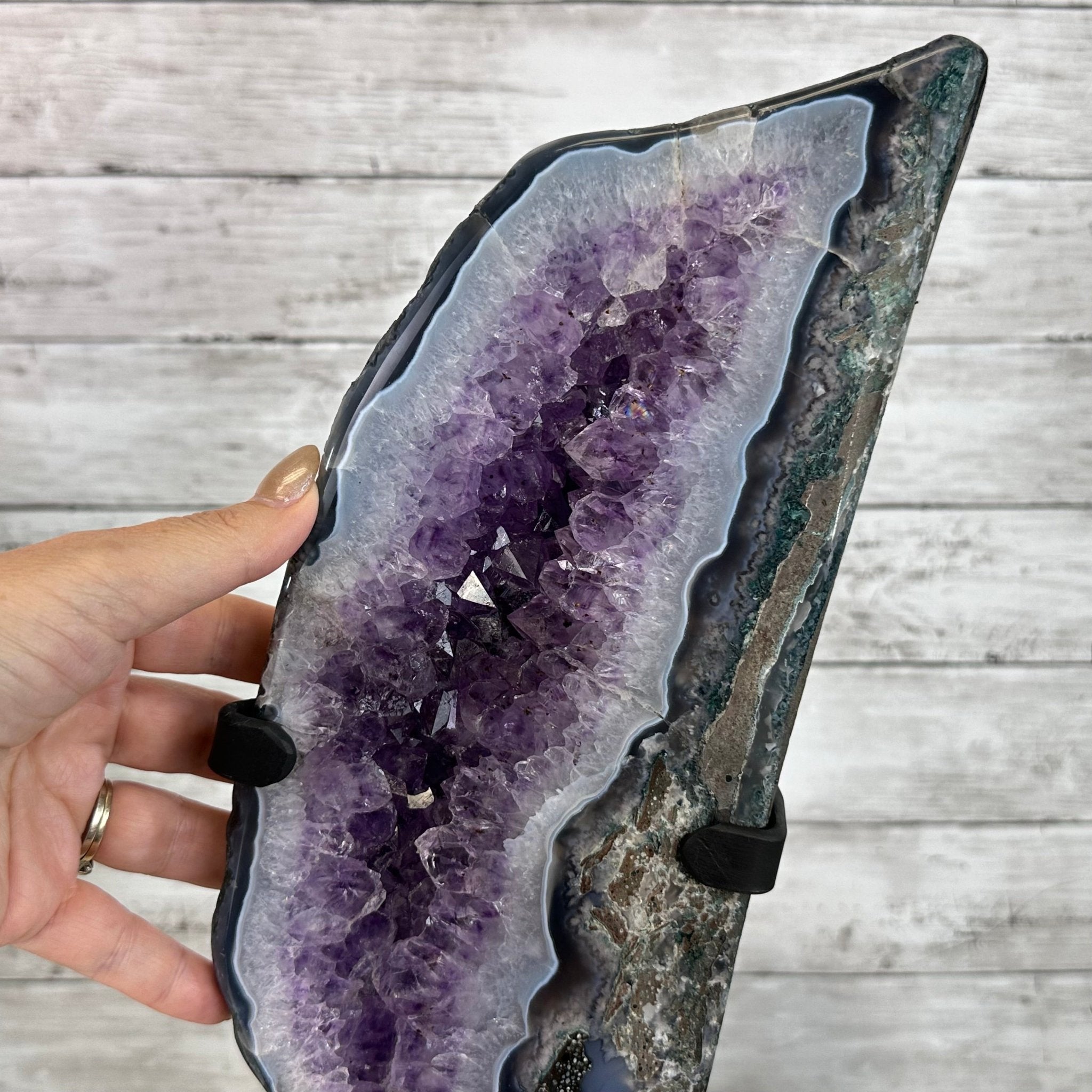 Amethyst Cluster on a Metal Base, 12.4 lbs & 19.5" Tall #5491 - 0147 - Brazil GemsBrazil GemsAmethyst Cluster on a Metal Base, 12.4 lbs & 19.5" Tall #5491 - 0147Clusters on Fixed Bases5491 - 0147