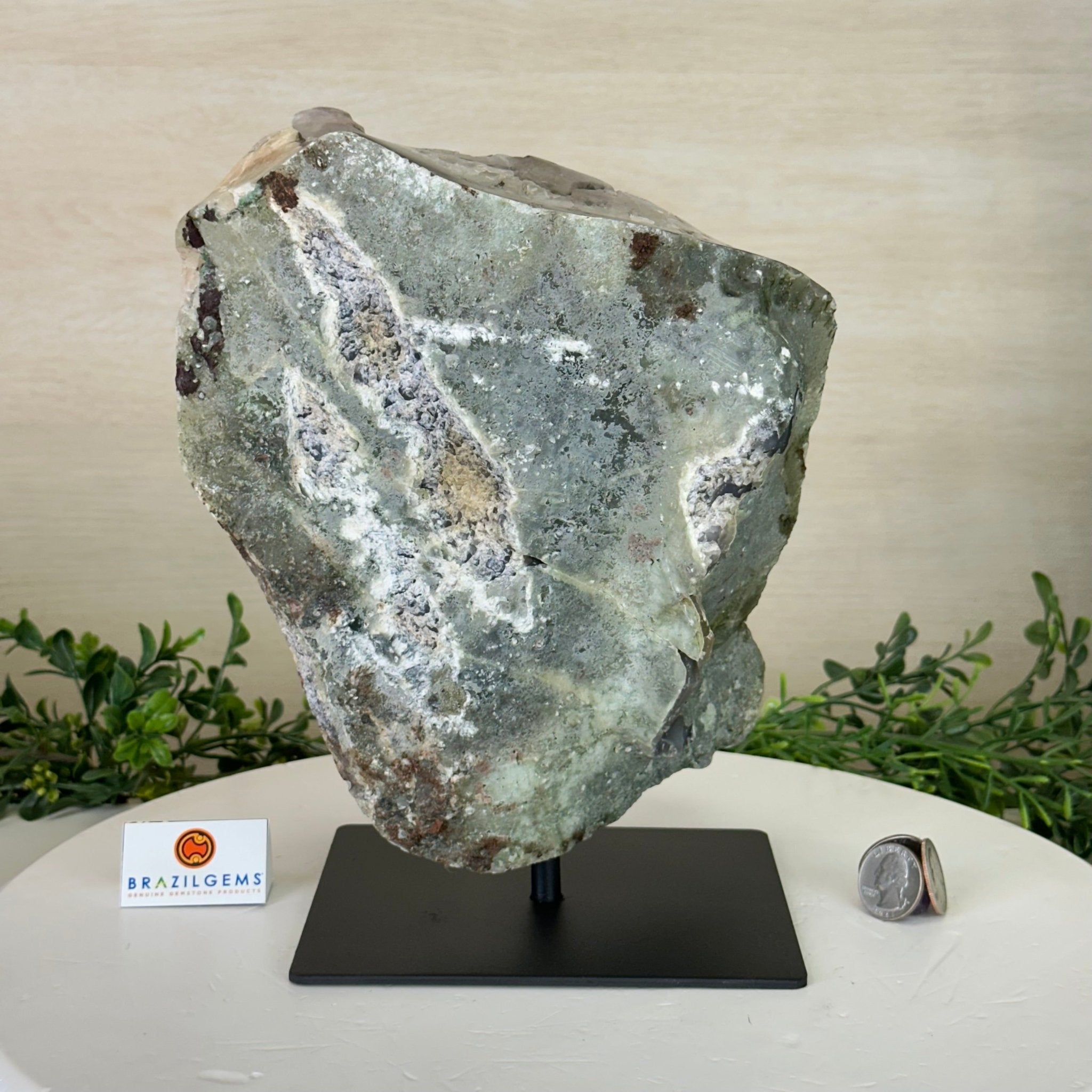 Amethyst Cluster on a Metal Base, 13 lbs & 9.9" Tall #5491 - 0215 - Brazil GemsBrazil GemsAmethyst Cluster on a Metal Base, 13 lbs & 9.9" Tall #5491 - 0215Clusters on Fixed Bases5491 - 0215