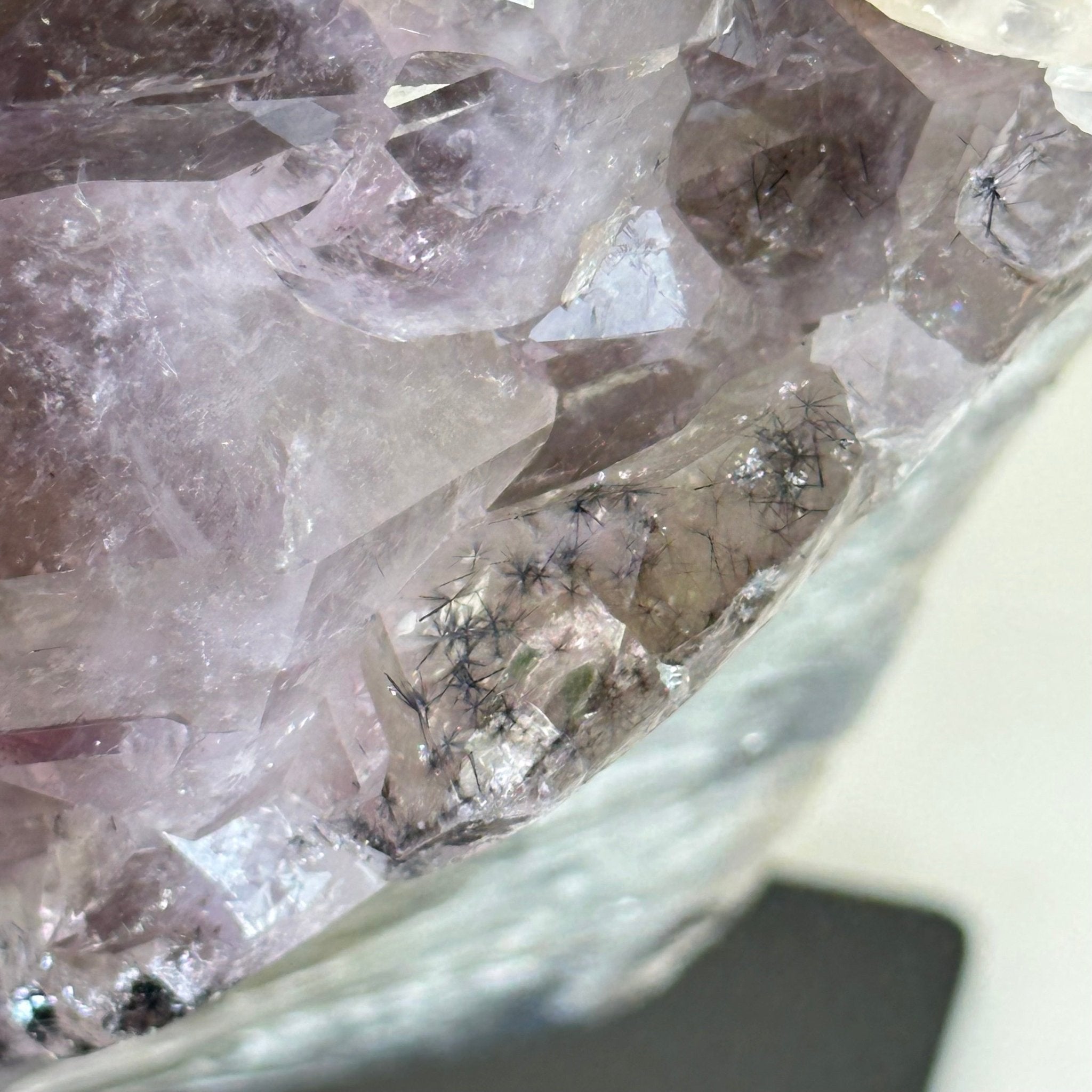 Amethyst Cluster on a Metal Base, 13 lbs & 9.9" Tall #5491 - 0215 - Brazil GemsBrazil GemsAmethyst Cluster on a Metal Base, 13 lbs & 9.9" Tall #5491 - 0215Clusters on Fixed Bases5491 - 0215