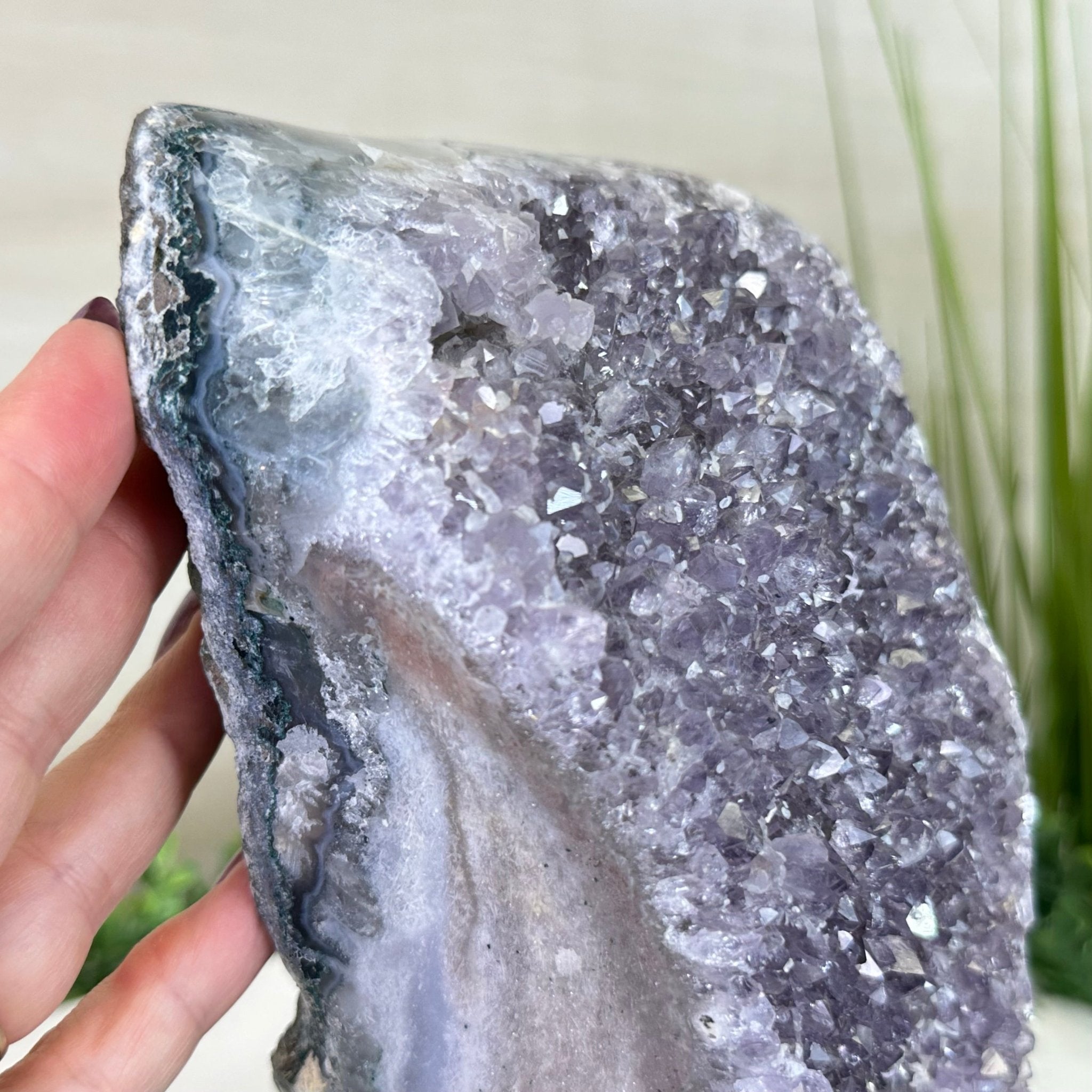 Amethyst Cluster on a Metal Base, 13.2 lbs & 9.1" Tall #5491 - 0216 - Brazil GemsBrazil GemsAmethyst Cluster on a Metal Base, 13.2 lbs & 9.1" Tall #5491 - 0216Clusters on Fixed Bases5491 - 0216