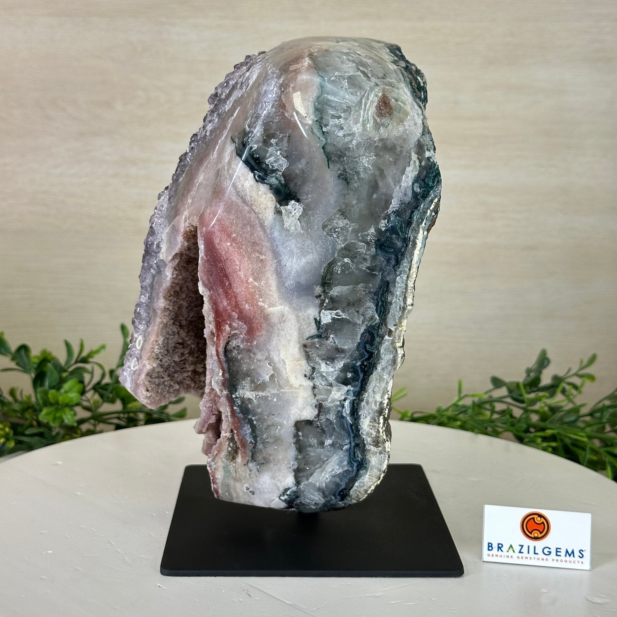 Amethyst Cluster on a Metal Base, 13.2 lbs & 9.1" Tall #5491 - 0216 - Brazil GemsBrazil GemsAmethyst Cluster on a Metal Base, 13.2 lbs & 9.1" Tall #5491 - 0216Clusters on Fixed Bases5491 - 0216