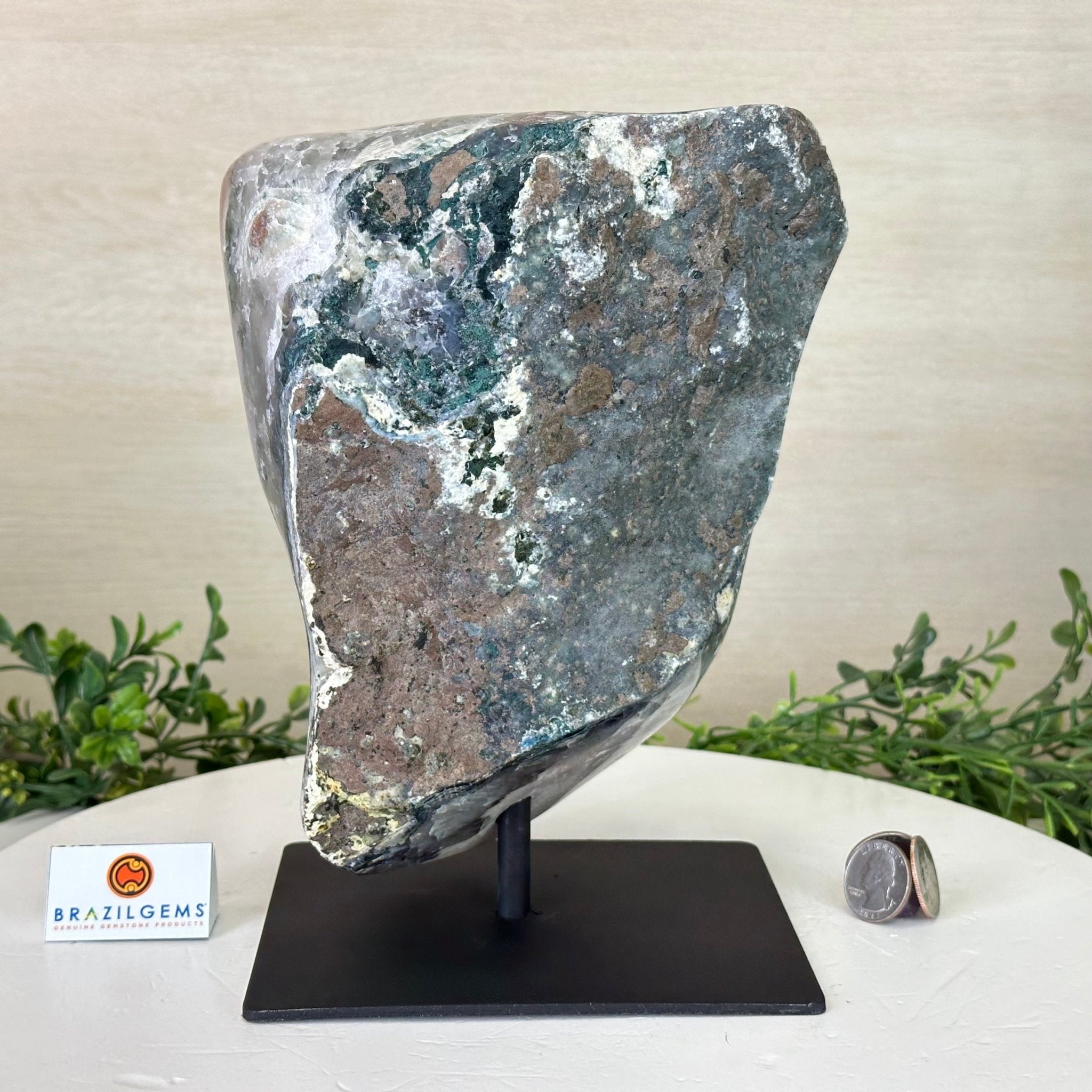 Amethyst Cluster on a Metal Base, 13.2 lbs & 9.1" Tall #5491 - 0216 - Brazil GemsBrazil GemsAmethyst Cluster on a Metal Base, 13.2 lbs & 9.1" Tall #5491 - 0216Clusters on Fixed Bases5491 - 0216