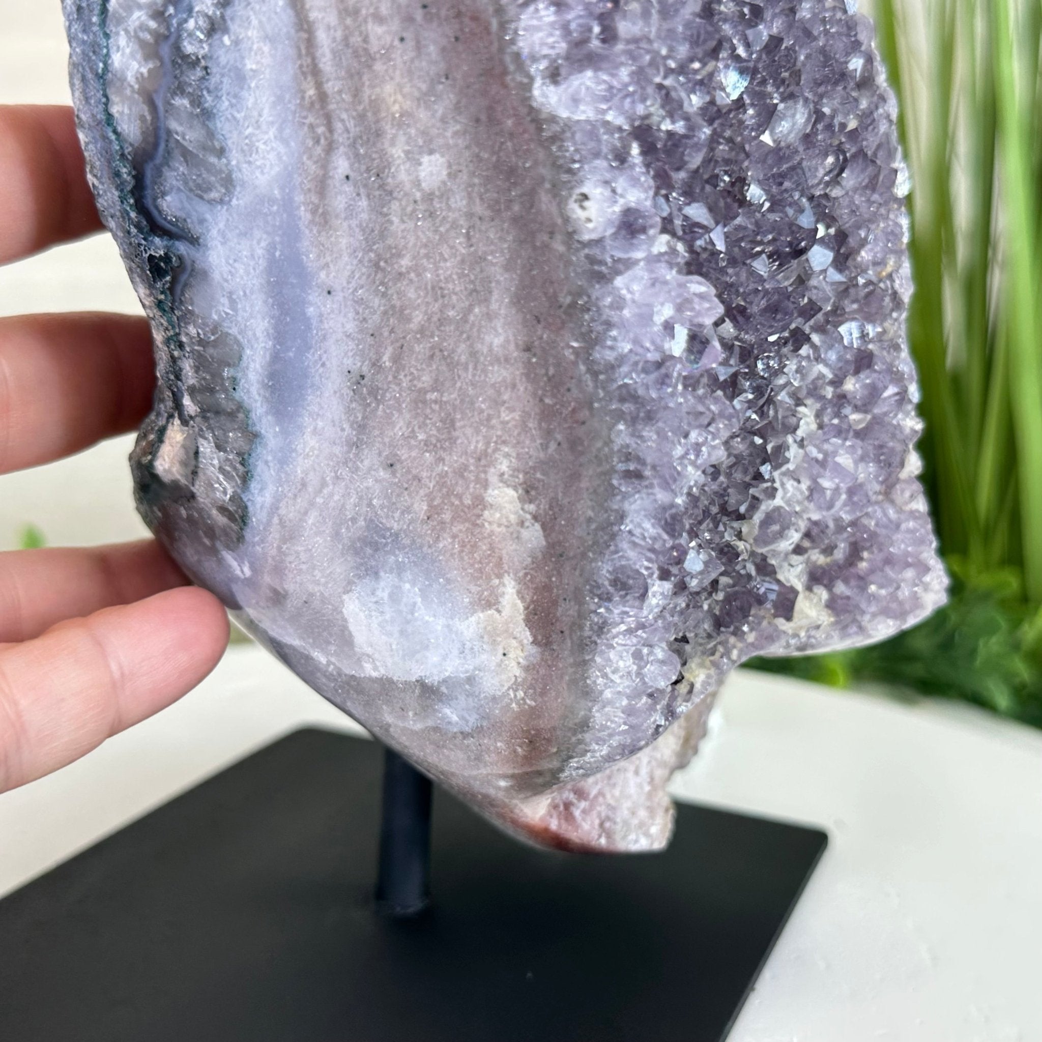 Amethyst Cluster on a Metal Base, 13.2 lbs & 9.1" Tall #5491 - 0216 - Brazil GemsBrazil GemsAmethyst Cluster on a Metal Base, 13.2 lbs & 9.1" Tall #5491 - 0216Clusters on Fixed Bases5491 - 0216