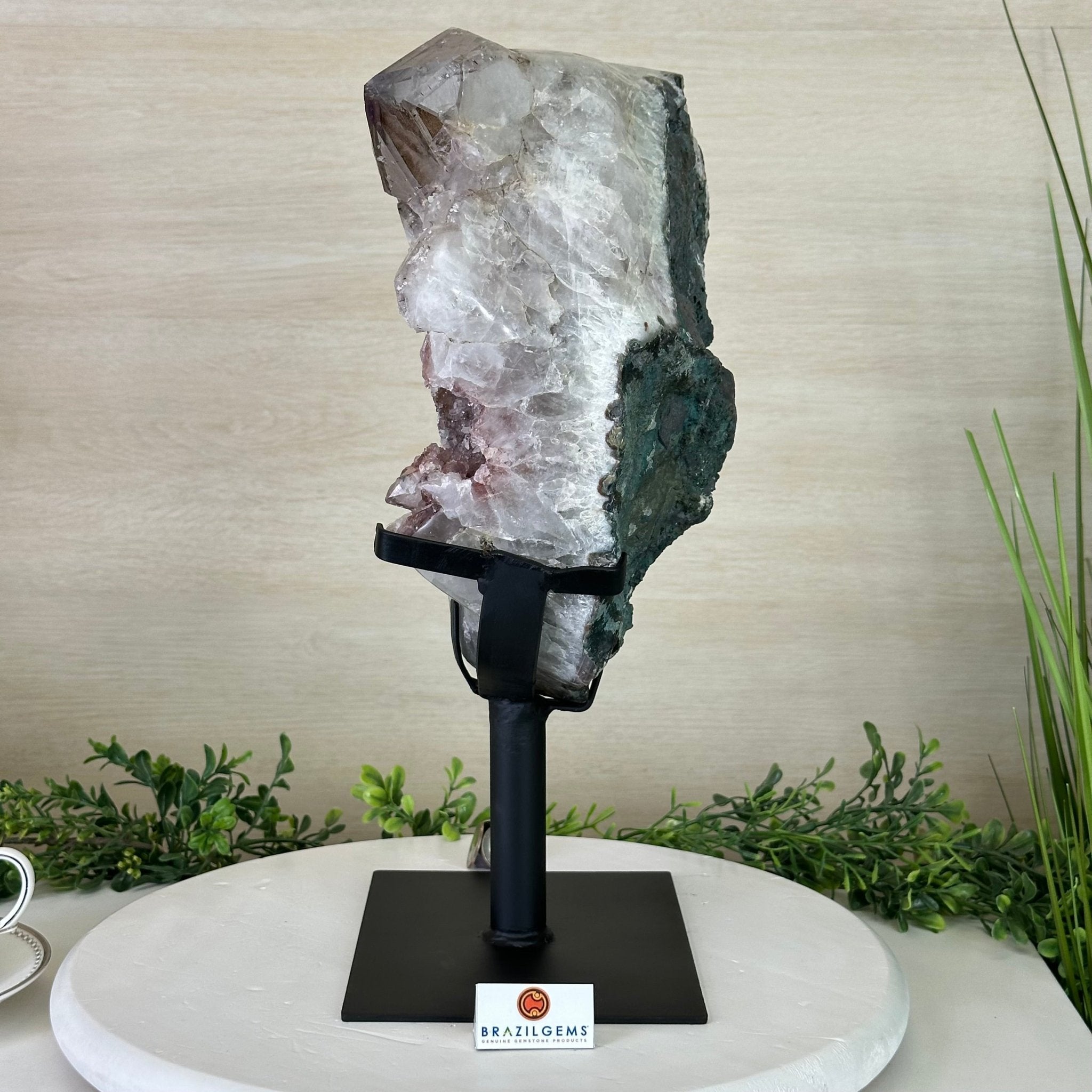 Amethyst Cluster on a Metal Base, 23.8 lbs & 15.9" Tall, #5491 - 0217 - Brazil GemsBrazil GemsAmethyst Cluster on a Metal Base, 23.8 lbs & 15.9" Tall, #5491 - 0217Clusters on Fixed Bases5491 - 02107