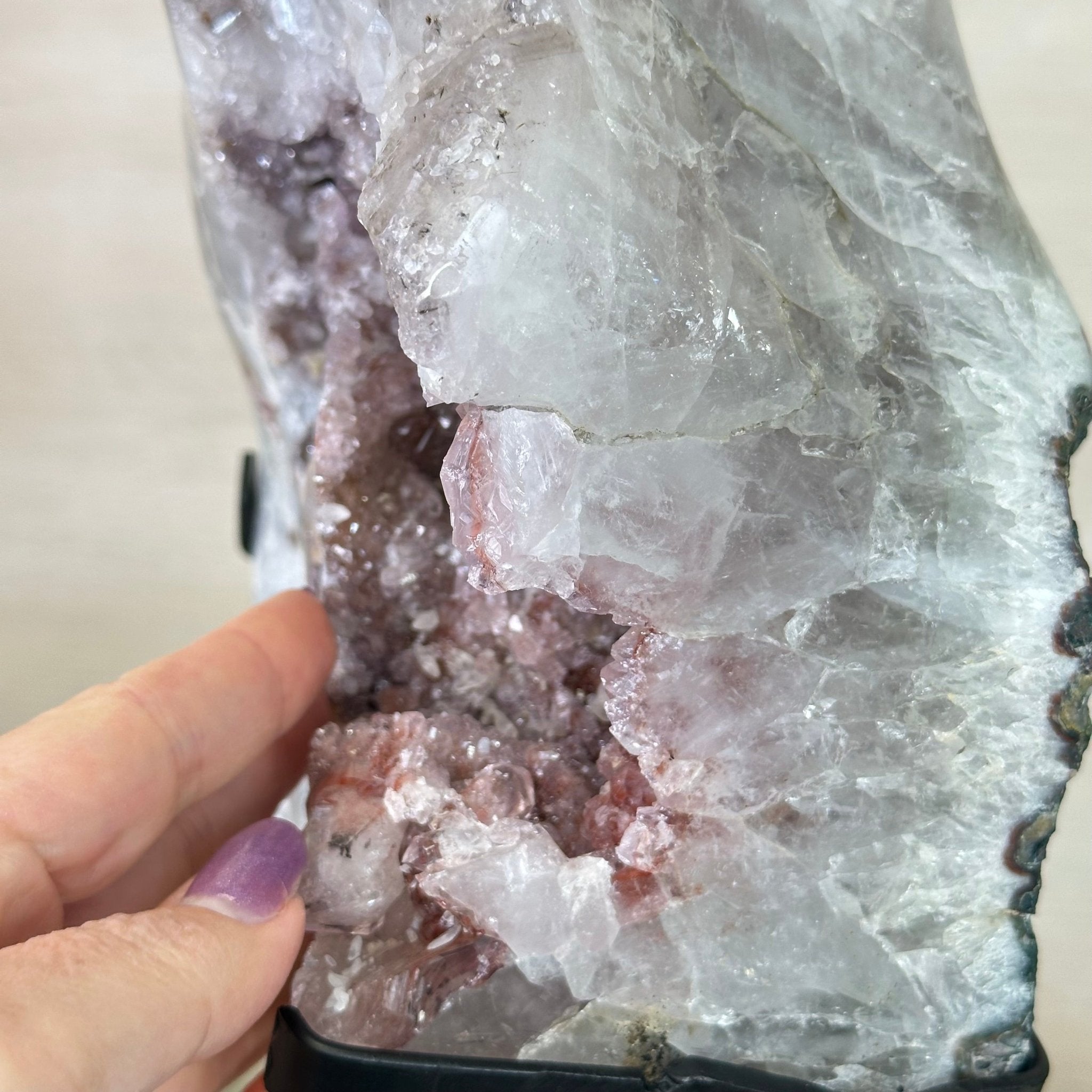 Amethyst Cluster on a Metal Base, 23.8 lbs & 15.9" Tall, #5491 - 0217 - Brazil GemsBrazil GemsAmethyst Cluster on a Metal Base, 23.8 lbs & 15.9" Tall, #5491 - 0217Clusters on Fixed Bases5491 - 02107