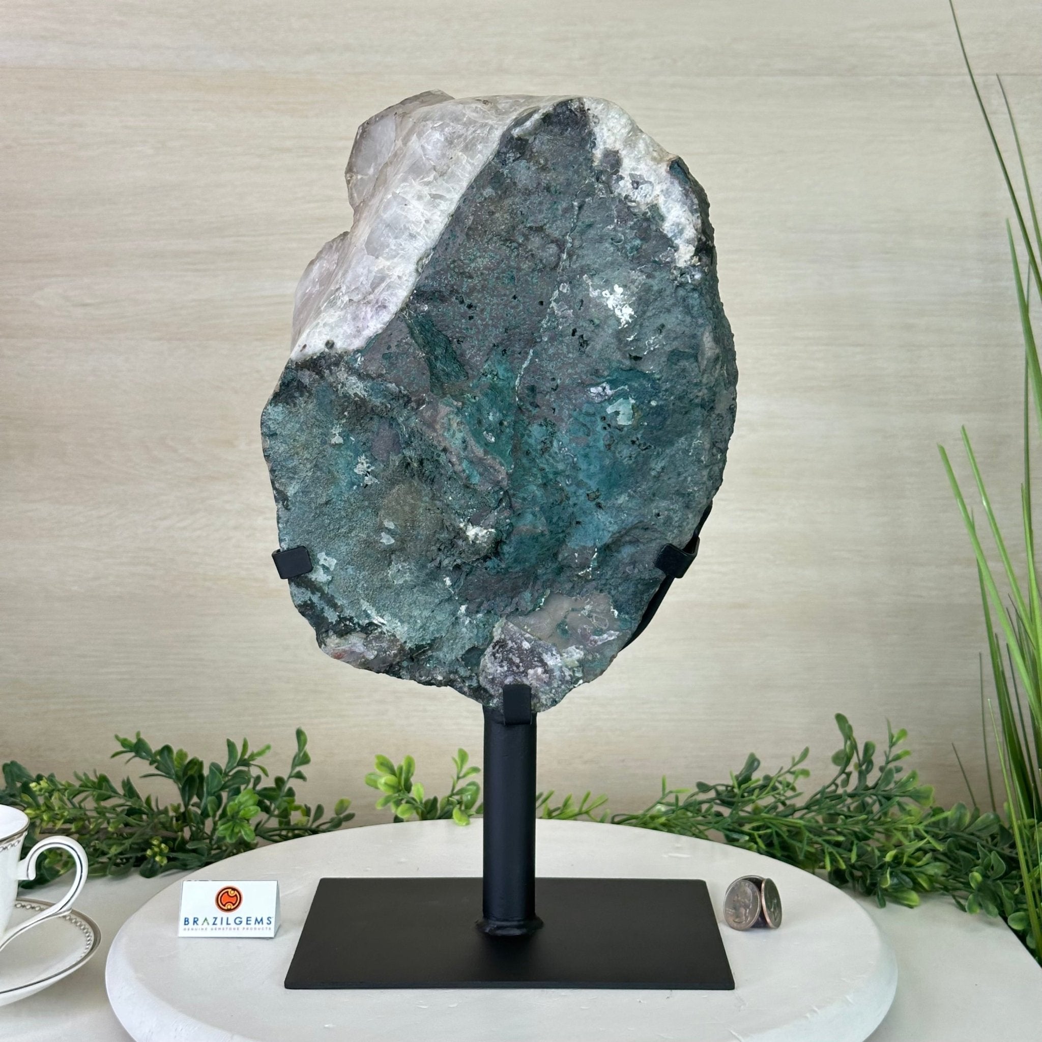 Amethyst Cluster on a Metal Base, 23.8 lbs & 15.9" Tall, #5491 - 0217 - Brazil GemsBrazil GemsAmethyst Cluster on a Metal Base, 23.8 lbs & 15.9" Tall, #5491 - 0217Clusters on Fixed Bases5491 - 02107