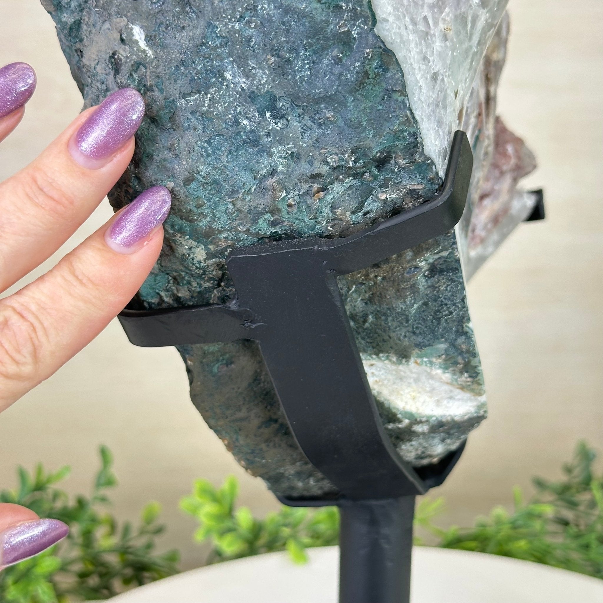 Amethyst Cluster on a Metal Base, 23.8 lbs & 15.9" Tall, #5491 - 0217 - Brazil GemsBrazil GemsAmethyst Cluster on a Metal Base, 23.8 lbs & 15.9" Tall, #5491 - 0217Clusters on Fixed Bases5491 - 02107