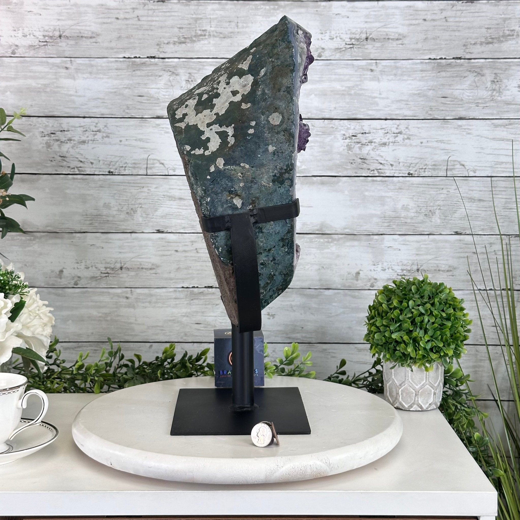 Amethyst Cluster on a Metal Base, 28.4 lbs & 17.5" Tall, #5491 - 0101 - Brazil GemsBrazil GemsAmethyst Cluster on a Metal Base, 28.4 lbs & 17.5" Tall, #5491 - 0101Clusters on Fixed Bases5491 - 0101