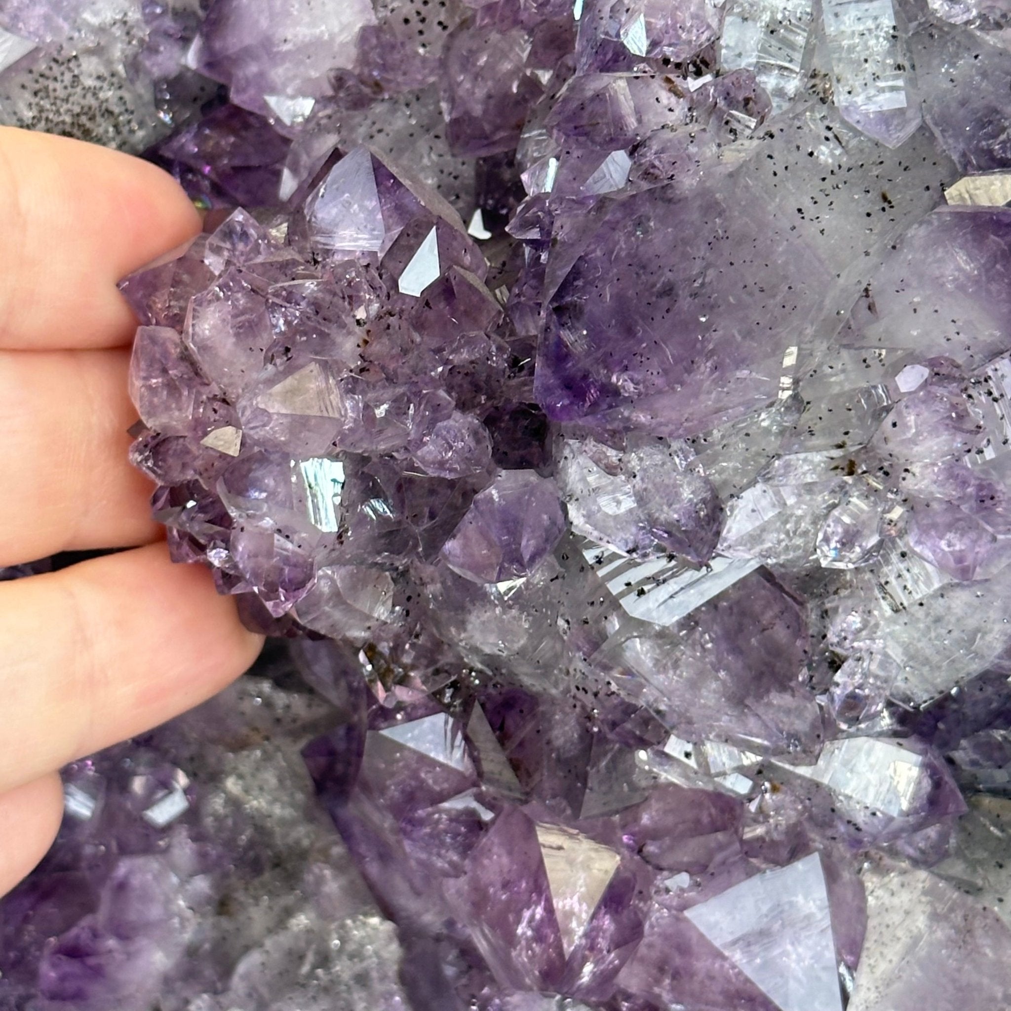 Amethyst Cluster on a Metal Base, 28.4 lbs & 17.5" Tall, #5491 - 0101 - Brazil GemsBrazil GemsAmethyst Cluster on a Metal Base, 28.4 lbs & 17.5" Tall, #5491 - 0101Clusters on Fixed Bases5491 - 0101