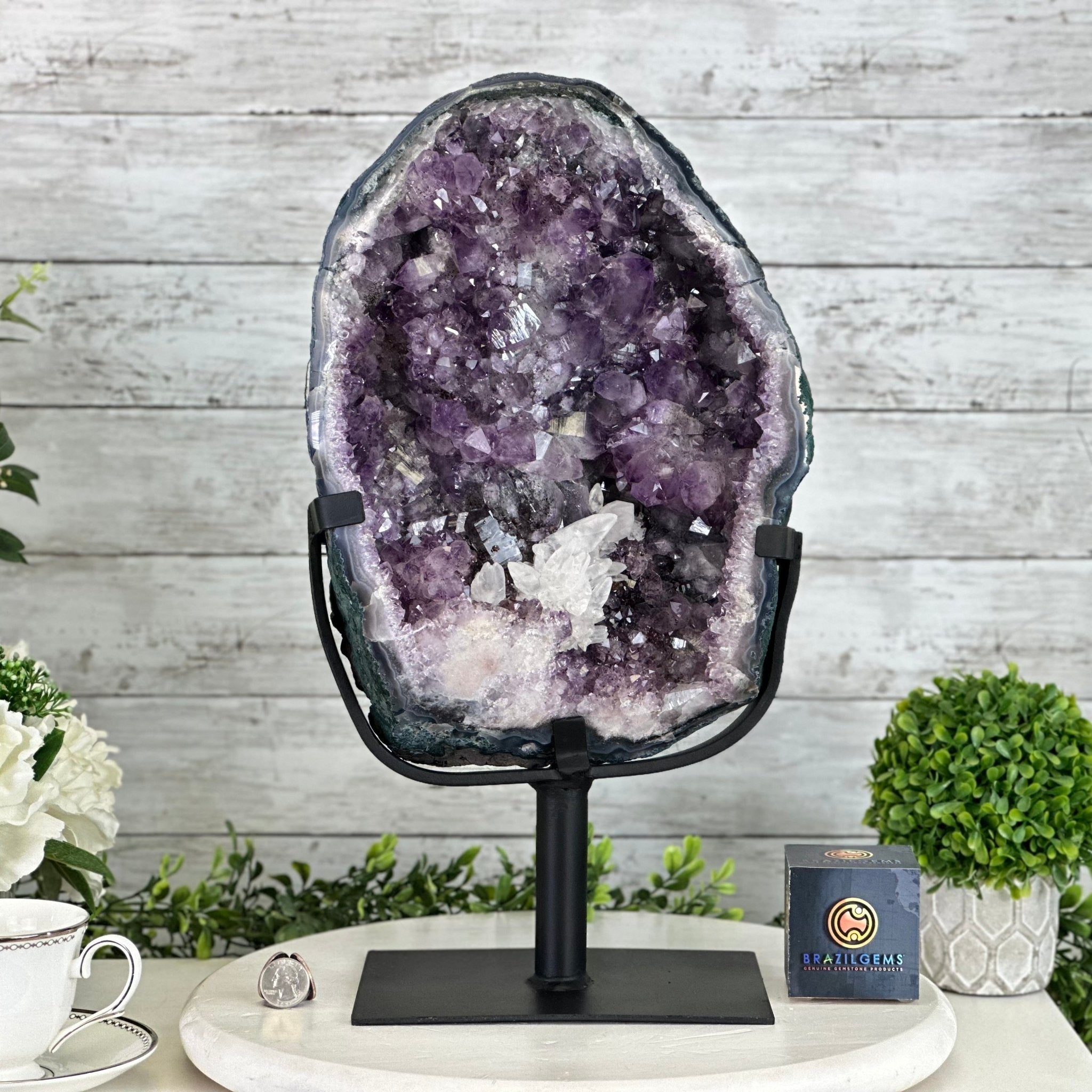 Amethyst Cluster on a Metal Base, 28.4 lbs & 17.5" Tall, #5491 - 0101 - Brazil GemsBrazil GemsAmethyst Cluster on a Metal Base, 28.4 lbs & 17.5" Tall, #5491 - 0101Clusters on Fixed Bases5491 - 0101