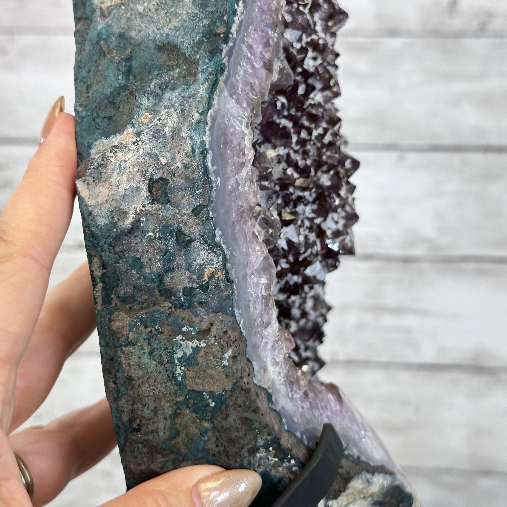Amethyst Cluster on a Metal Base, 28.8 lbs & 22.5" Tall, #5491 - 0102 - Brazil GemsBrazil GemsAmethyst Cluster on a Metal Base, 28.8 lbs & 22.5" Tall, #5491 - 0102Clusters on Fixed Bases5491 - 0102