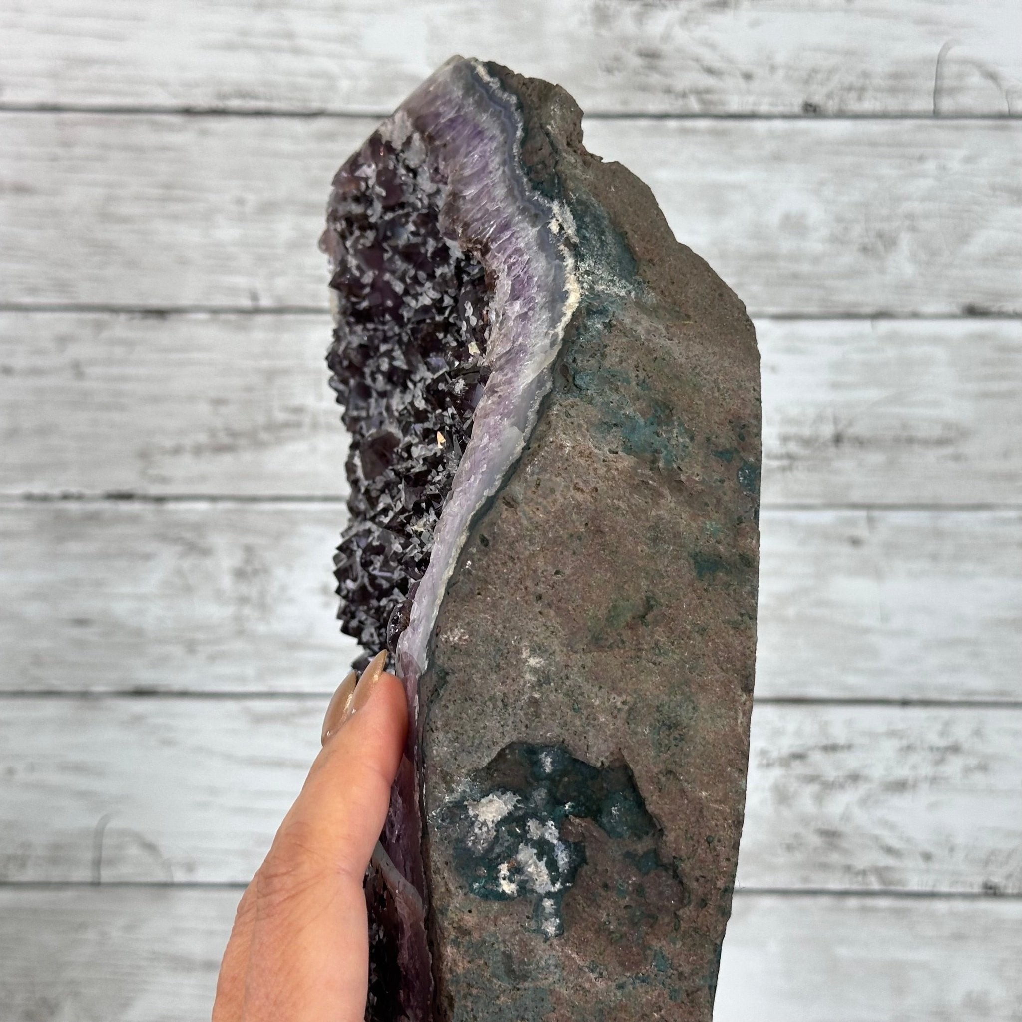 Amethyst Cluster on a Metal Base, 28.8 lbs & 22.5" Tall, #5491 - 0102 - Brazil GemsBrazil GemsAmethyst Cluster on a Metal Base, 28.8 lbs & 22.5" Tall, #5491 - 0102Clusters on Fixed Bases5491 - 0102