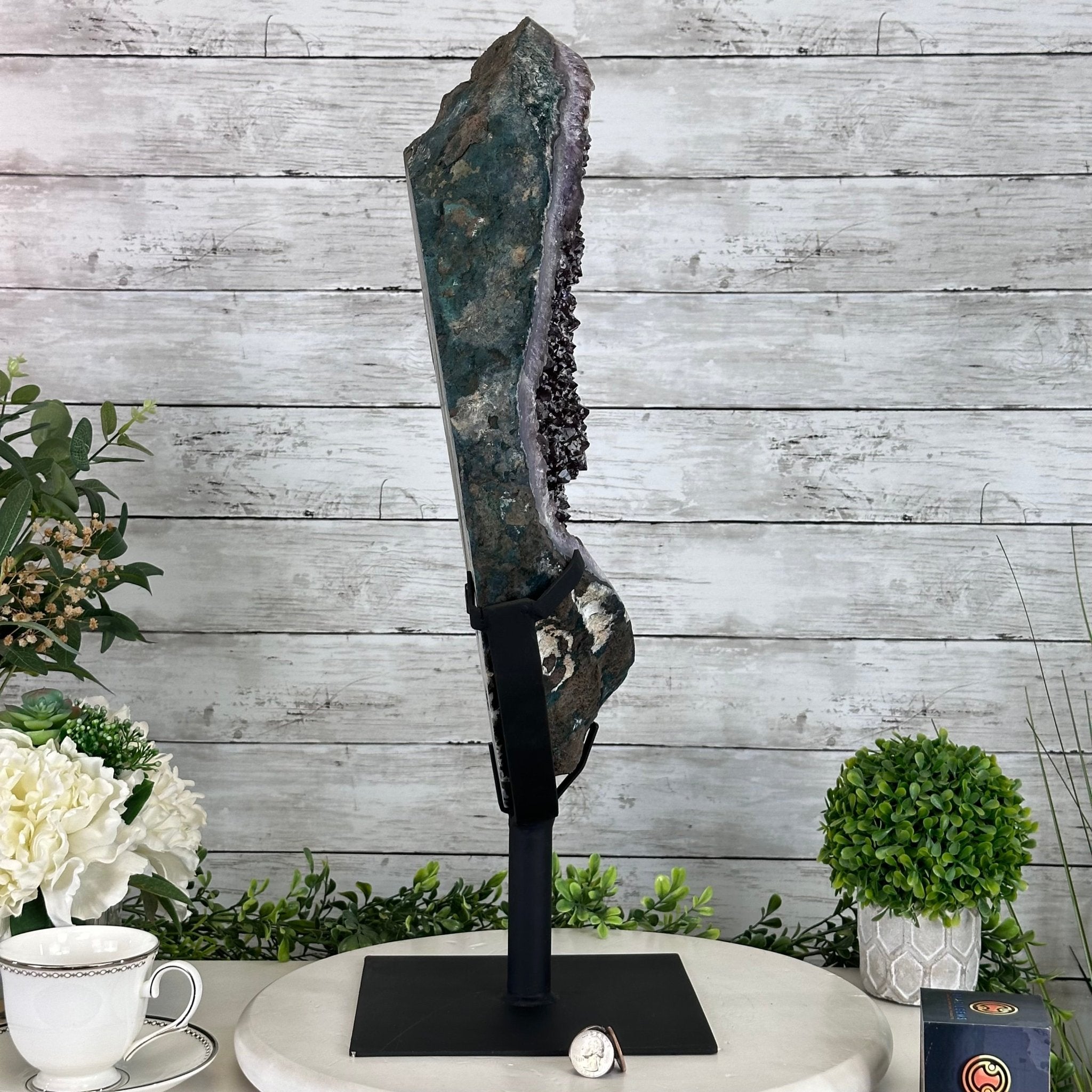 Amethyst Cluster on a Metal Base, 28.8 lbs & 22.5" Tall, #5491 - 0102 - Brazil GemsBrazil GemsAmethyst Cluster on a Metal Base, 28.8 lbs & 22.5" Tall, #5491 - 0102Clusters on Fixed Bases5491 - 0102