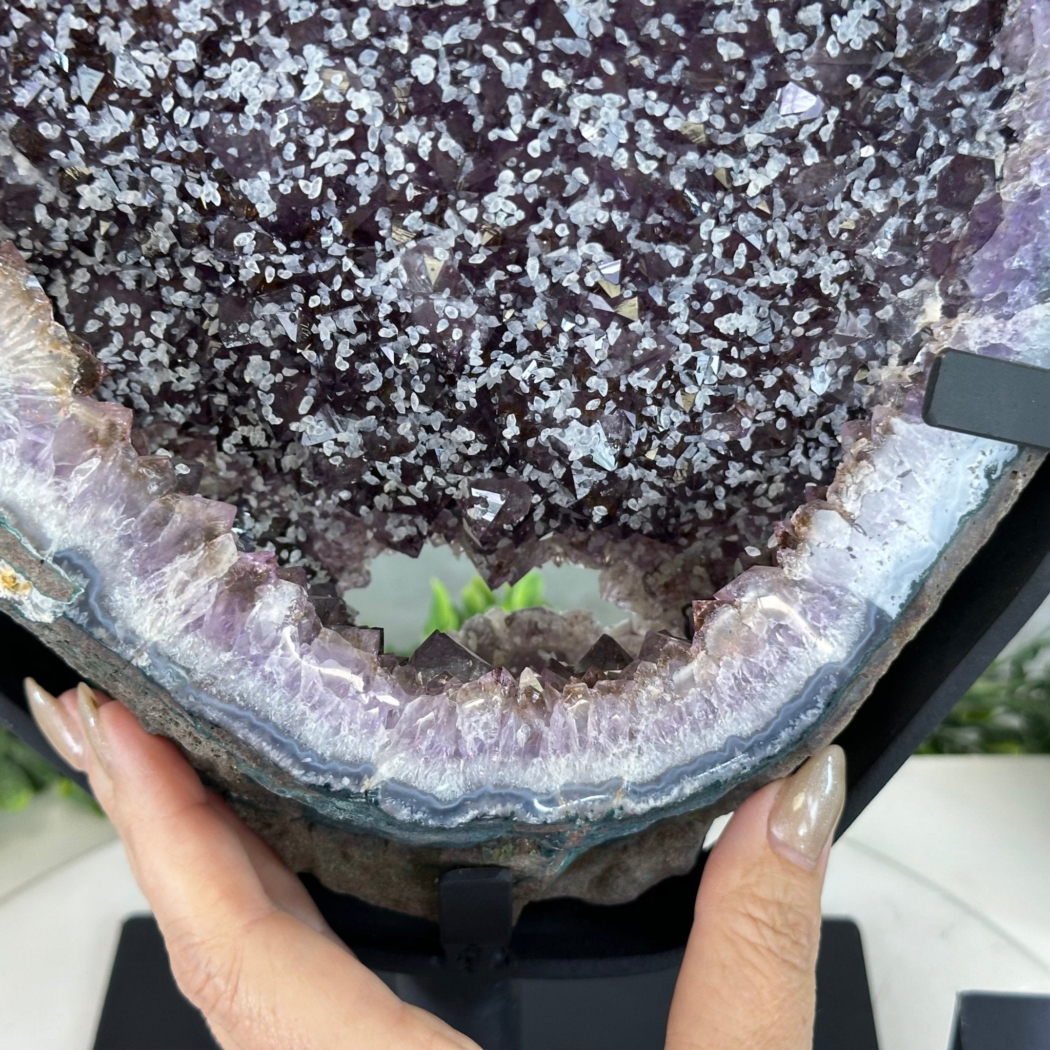 Amethyst Cluster on a Metal Base, 28.8 lbs & 22.5" Tall, #5491 - 0102 - Brazil GemsBrazil GemsAmethyst Cluster on a Metal Base, 28.8 lbs & 22.5" Tall, #5491 - 0102Clusters on Fixed Bases5491 - 0102