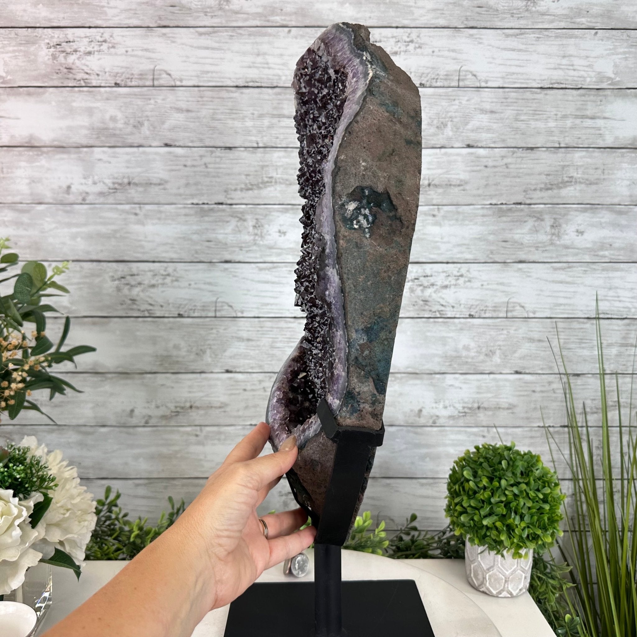 Amethyst Cluster on a Metal Base, 28.8 lbs & 22.5" Tall, #5491 - 0102 - Brazil GemsBrazil GemsAmethyst Cluster on a Metal Base, 28.8 lbs & 22.5" Tall, #5491 - 0102Clusters on Fixed Bases5491 - 0102