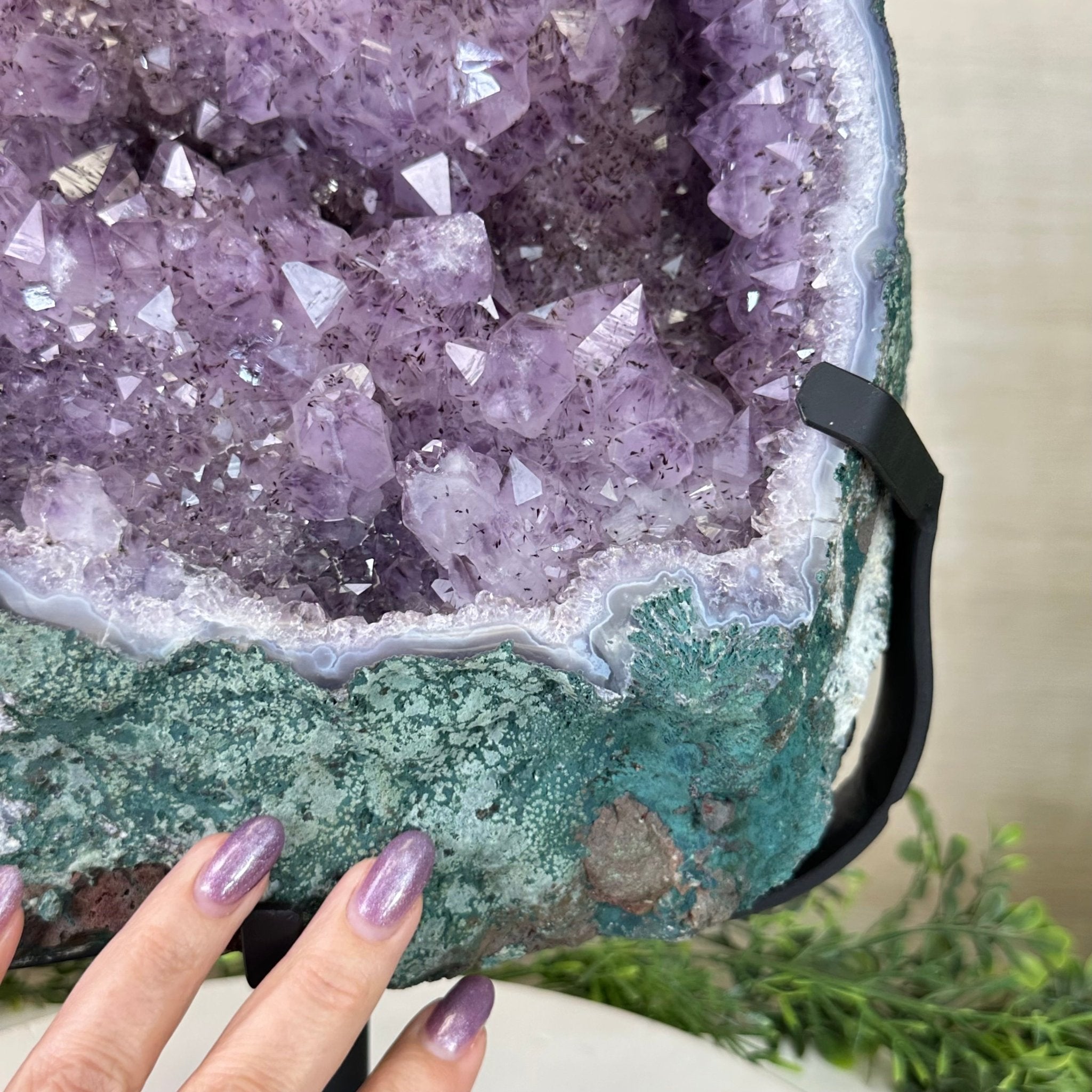 Amethyst Cluster on a Metal Base, 29.3 lbs & 16.6" Tall #5491 - 0244 - Brazil GemsBrazil GemsAmethyst Cluster on a Metal Base, 29.3 lbs & 16.6" Tall #5491 - 0244Clusters on Fixed Bases5491 - 0244