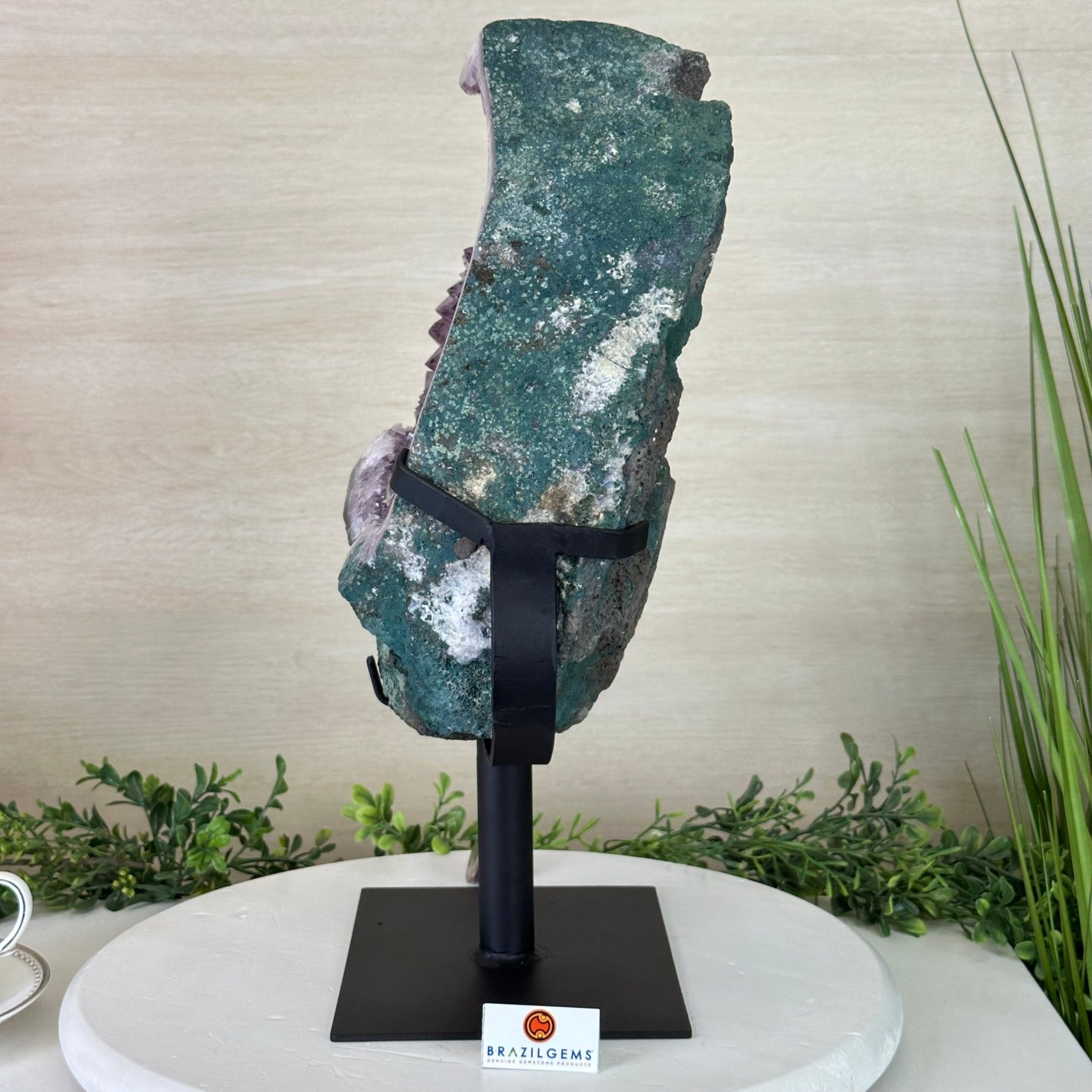Amethyst Cluster on a Metal Base, 29.3 lbs & 16.6" Tall #5491 - 0244 - Brazil GemsBrazil GemsAmethyst Cluster on a Metal Base, 29.3 lbs & 16.6" Tall #5491 - 0244Clusters on Fixed Bases5491 - 0244