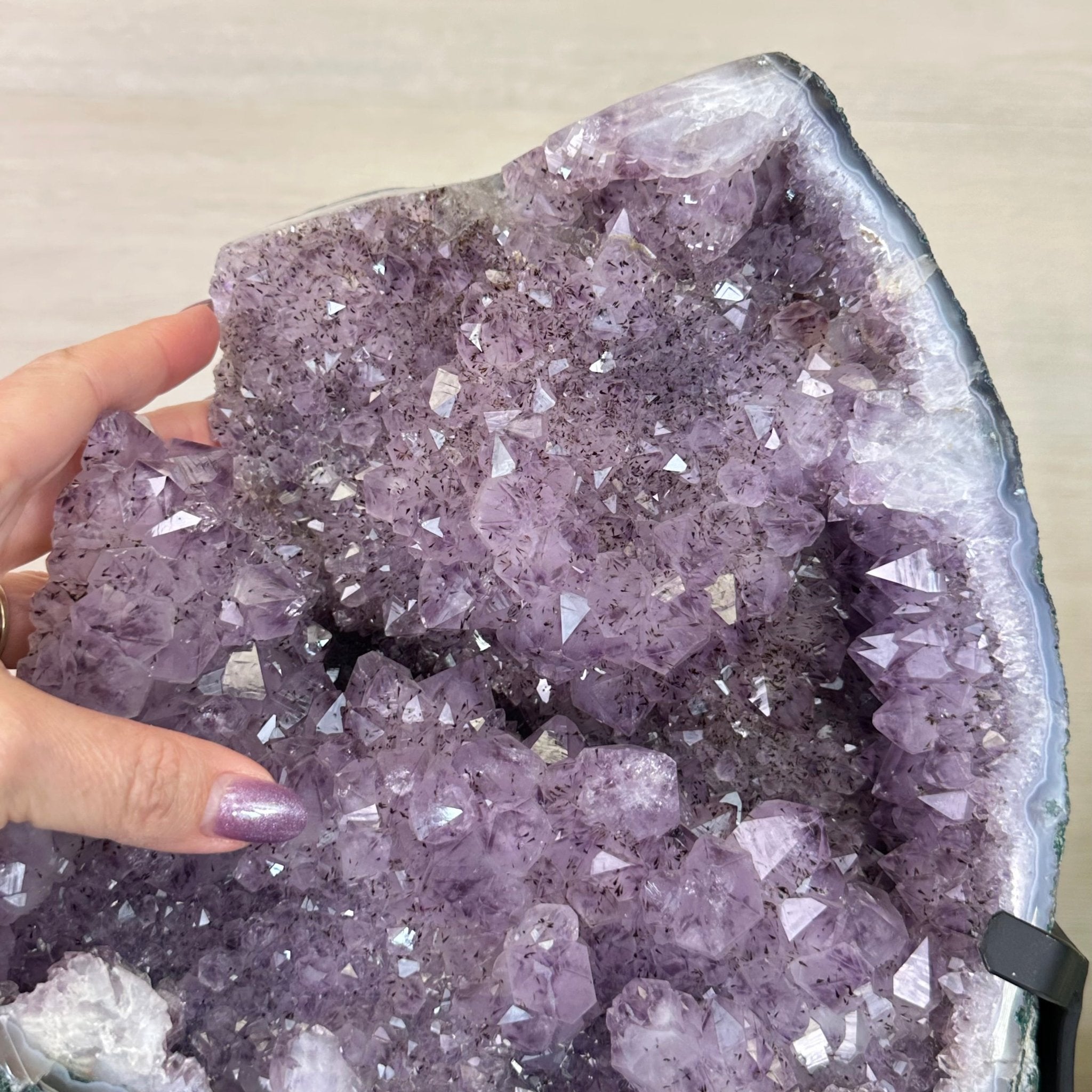 Amethyst Cluster on a Metal Base, 29.3 lbs & 16.6" Tall #5491 - 0244 - Brazil GemsBrazil GemsAmethyst Cluster on a Metal Base, 29.3 lbs & 16.6" Tall #5491 - 0244Clusters on Fixed Bases5491 - 0244