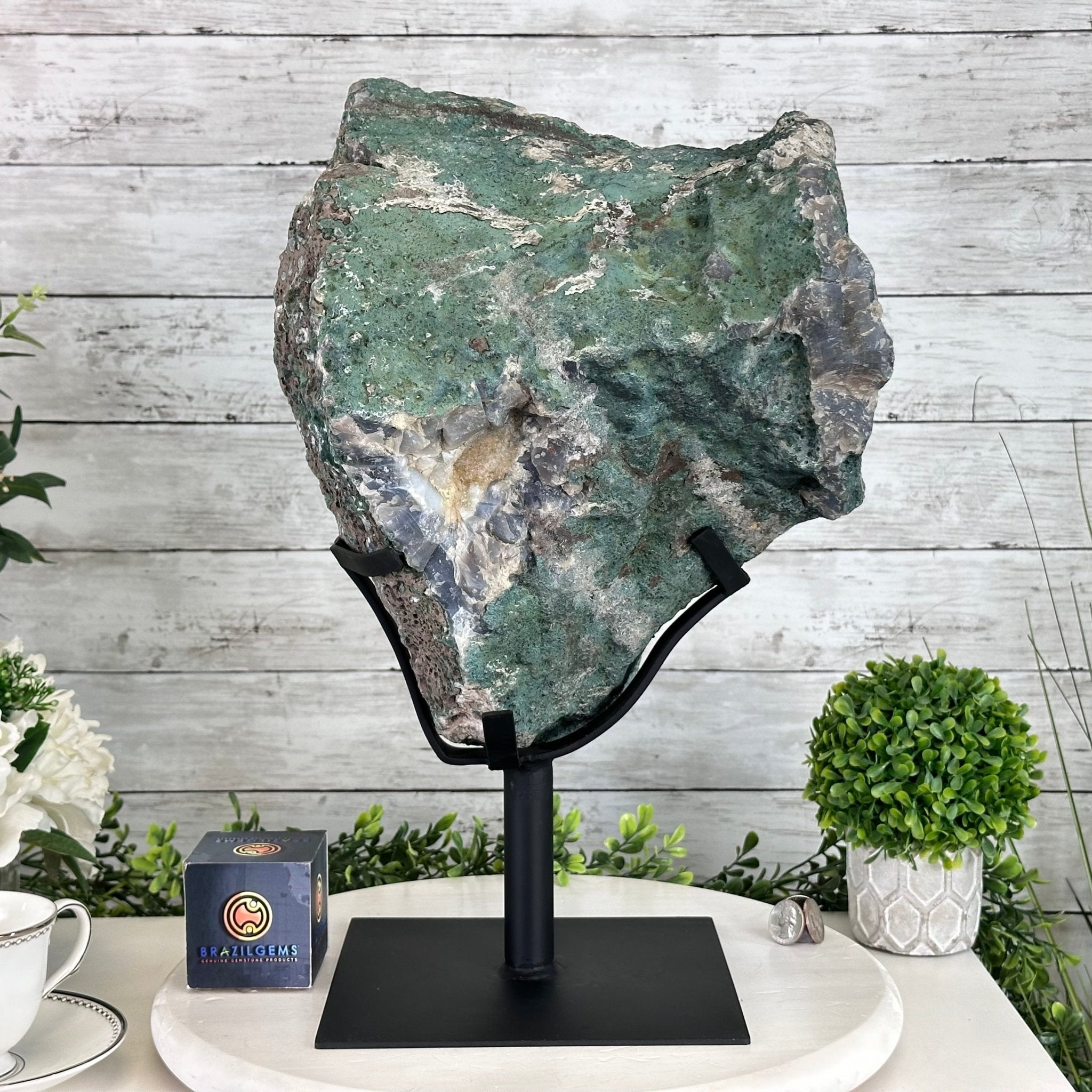 Amethyst Cluster on a Metal Base, 32.4 lbs & 18" Tall #5491 - 0104 - Brazil GemsBrazil GemsAmethyst Cluster on a Metal Base, 32.4 lbs & 18" Tall #5491 - 0104Clusters on Fixed Bases5491 - 0104