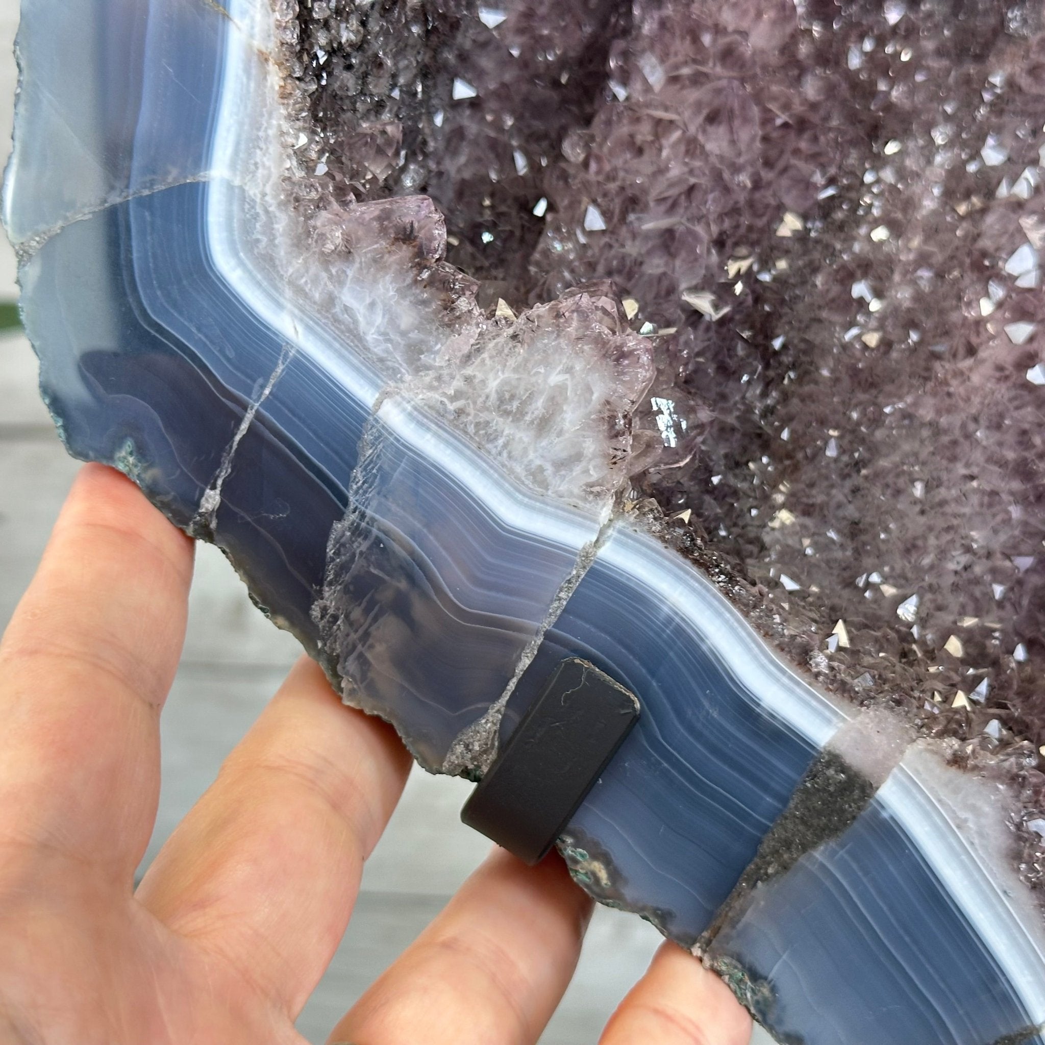 Amethyst Cluster on a Metal Base, 32.4 lbs & 18" Tall #5491 - 0104 - Brazil GemsBrazil GemsAmethyst Cluster on a Metal Base, 32.4 lbs & 18" Tall #5491 - 0104Clusters on Fixed Bases5491 - 0104