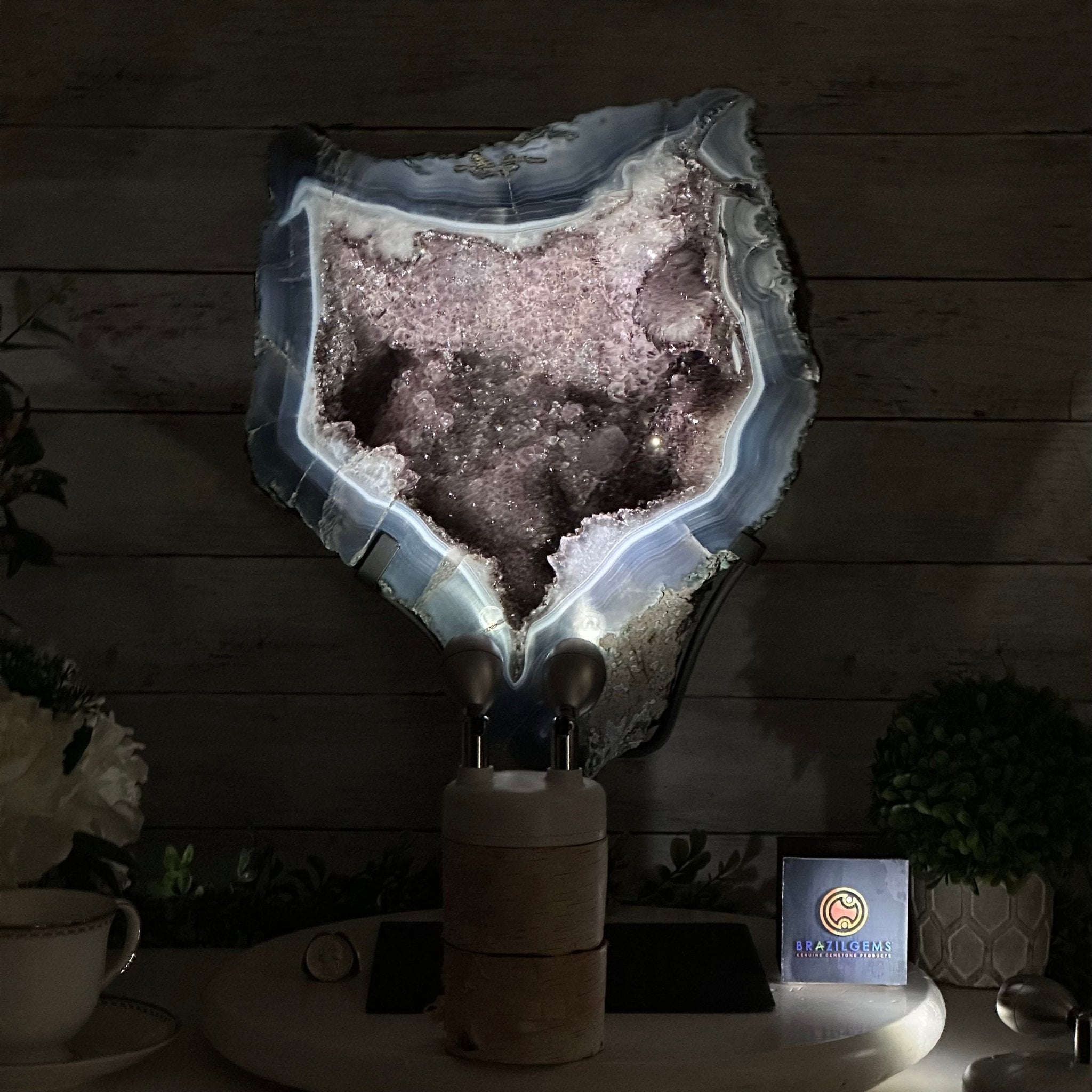 Amethyst Cluster on a Metal Base, 32.4 lbs & 18" Tall #5491 - 0104 - Brazil GemsBrazil GemsAmethyst Cluster on a Metal Base, 32.4 lbs & 18" Tall #5491 - 0104Clusters on Fixed Bases5491 - 0104