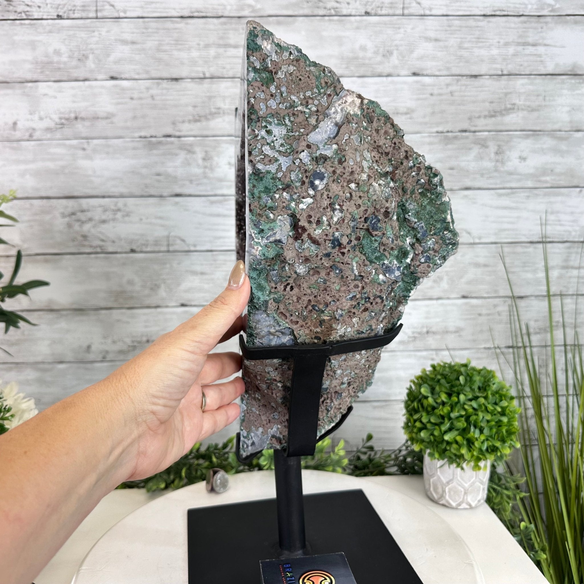 Amethyst Cluster on a Metal Base, 32.4 lbs & 18" Tall #5491 - 0104 - Brazil GemsBrazil GemsAmethyst Cluster on a Metal Base, 32.4 lbs & 18" Tall #5491 - 0104Clusters on Fixed Bases5491 - 0104