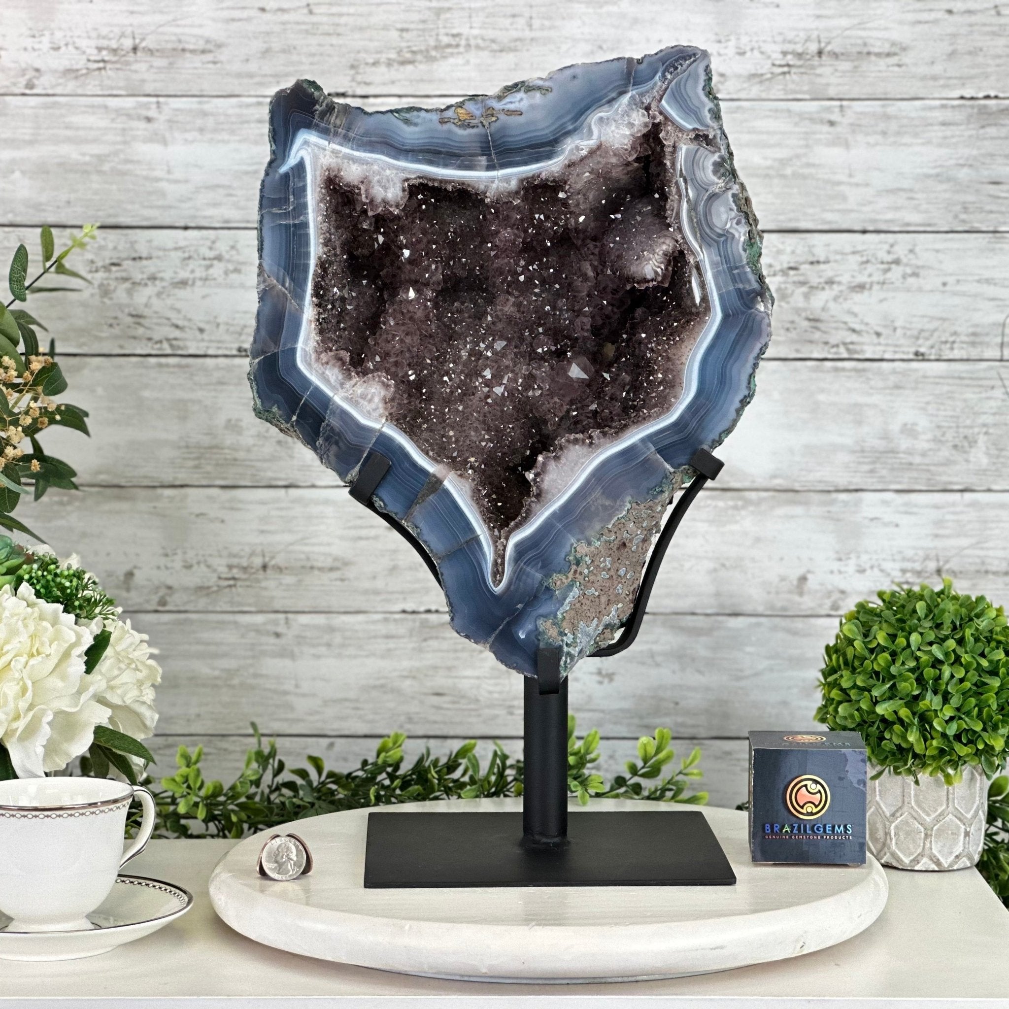 Amethyst Cluster on a Metal Base, 32.4 lbs & 18" Tall #5491 - 0104 - Brazil GemsBrazil GemsAmethyst Cluster on a Metal Base, 32.4 lbs & 18" Tall #5491 - 0104Clusters on Fixed Bases5491 - 0104