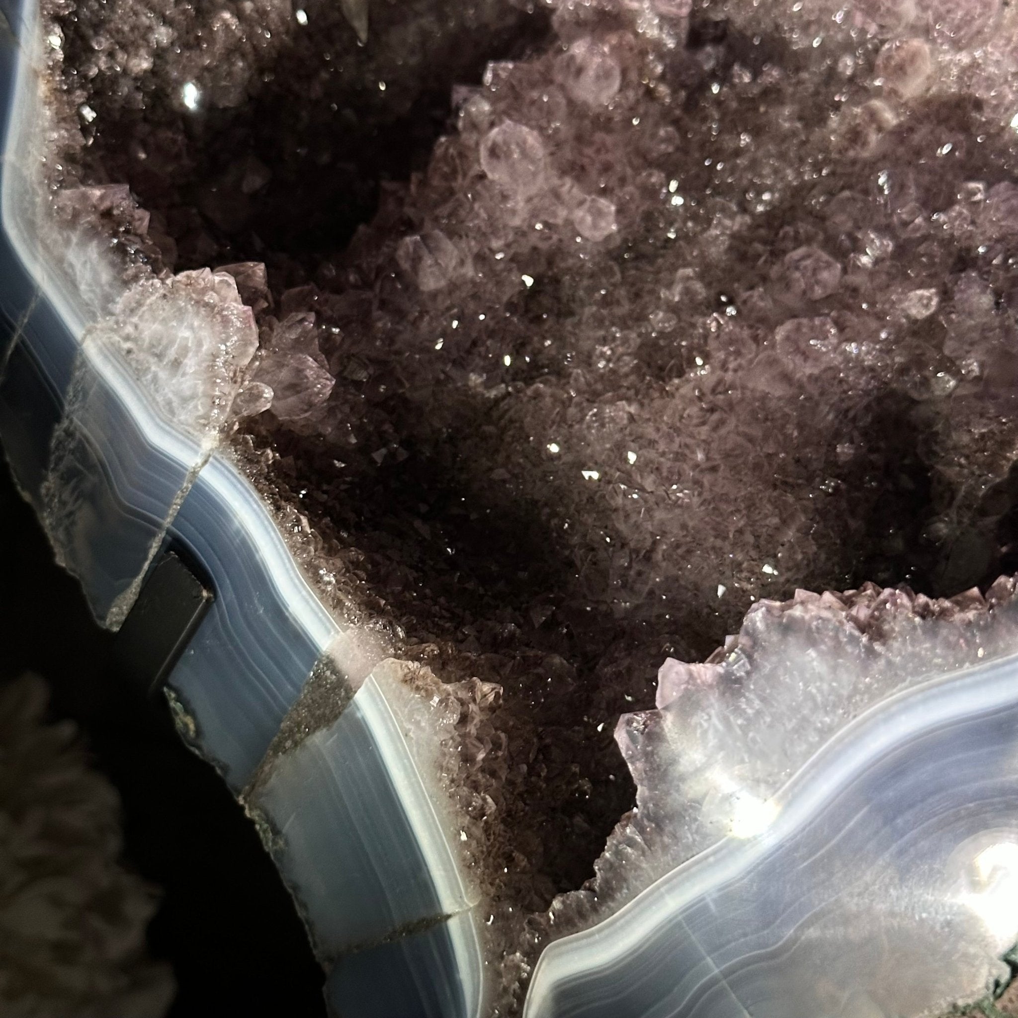 Amethyst Cluster on a Metal Base, 32.4 lbs & 18" Tall #5491 - 0104 - Brazil GemsBrazil GemsAmethyst Cluster on a Metal Base, 32.4 lbs & 18" Tall #5491 - 0104Clusters on Fixed Bases5491 - 0104