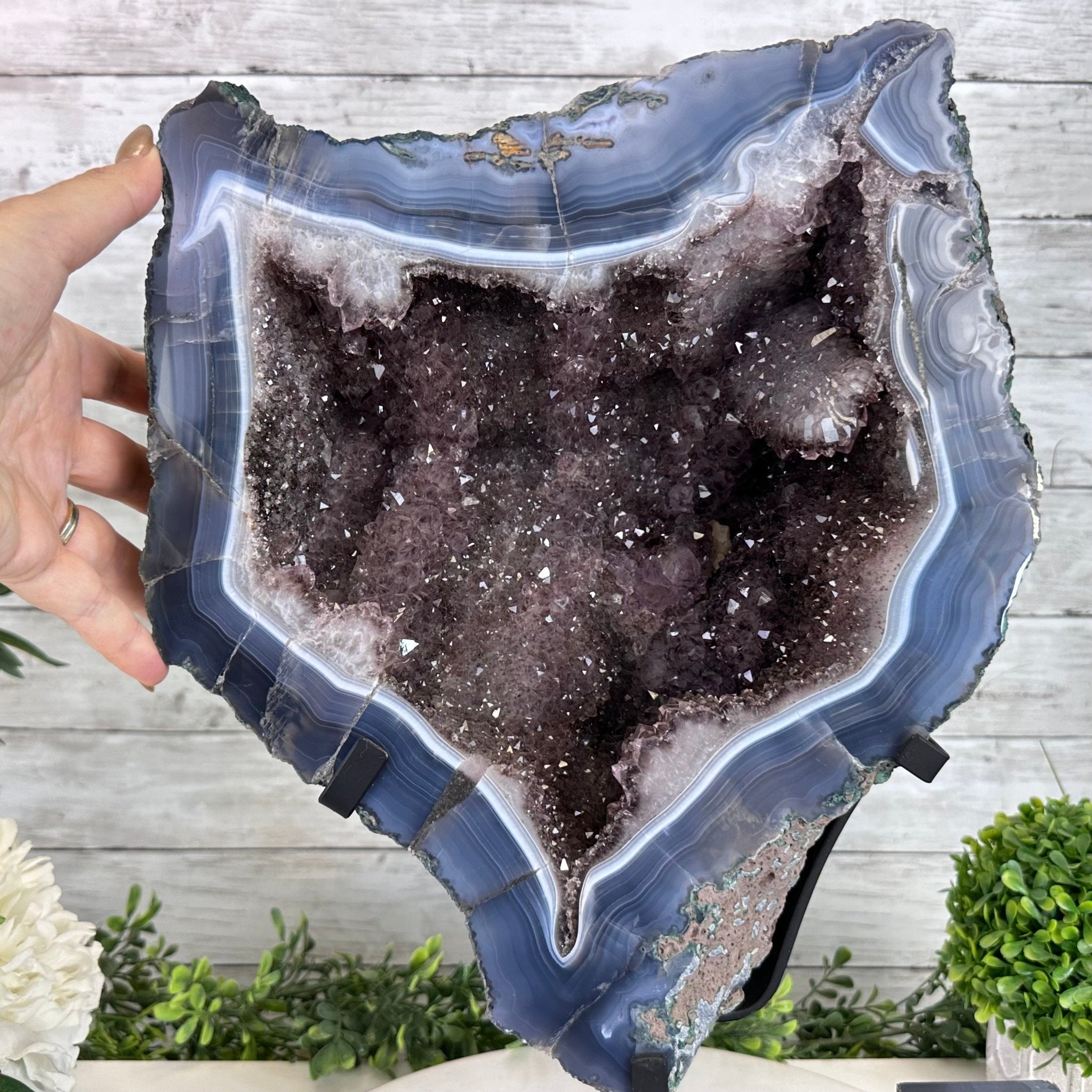 Amethyst Cluster on a Metal Base, 32.4 lbs & 18" Tall #5491 - 0104 - Brazil GemsBrazil GemsAmethyst Cluster on a Metal Base, 32.4 lbs & 18" Tall #5491 - 0104Clusters on Fixed Bases5491 - 0104