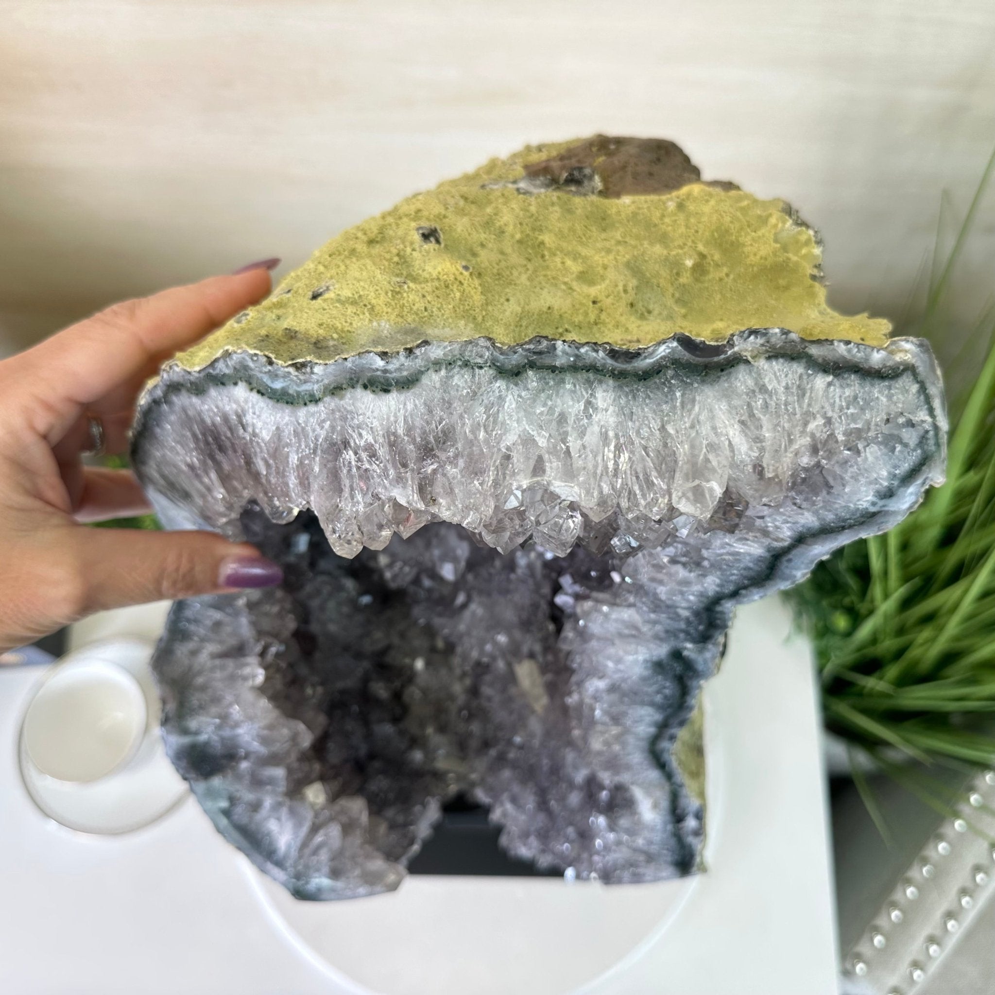 Amethyst Cluster on a Metal Base, 54.1 lbs & 22" Tall, #5491 - 0187 - Brazil GemsBrazil GemsAmethyst Cluster on a Metal Base, 54.1 lbs & 22" Tall, #5491 - 0187Clusters on Fixed Bases5491 - 0187