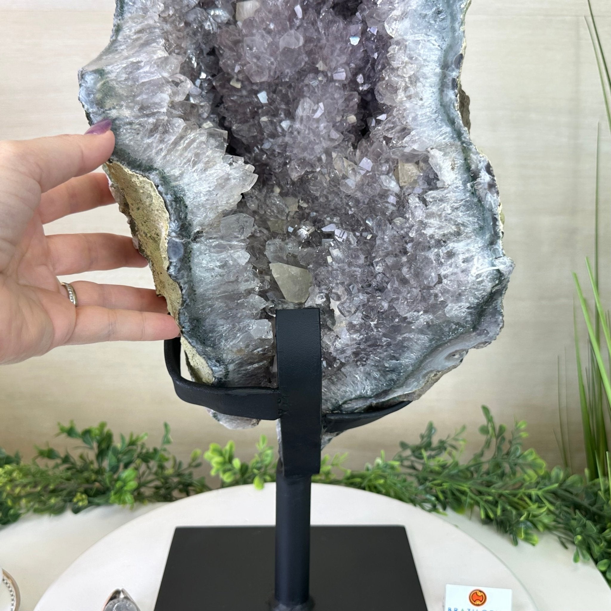 Amethyst Cluster on a Metal Base, 54.1 lbs & 22" Tall, #5491 - 0187 - Brazil GemsBrazil GemsAmethyst Cluster on a Metal Base, 54.1 lbs & 22" Tall, #5491 - 0187Clusters on Fixed Bases5491 - 0187