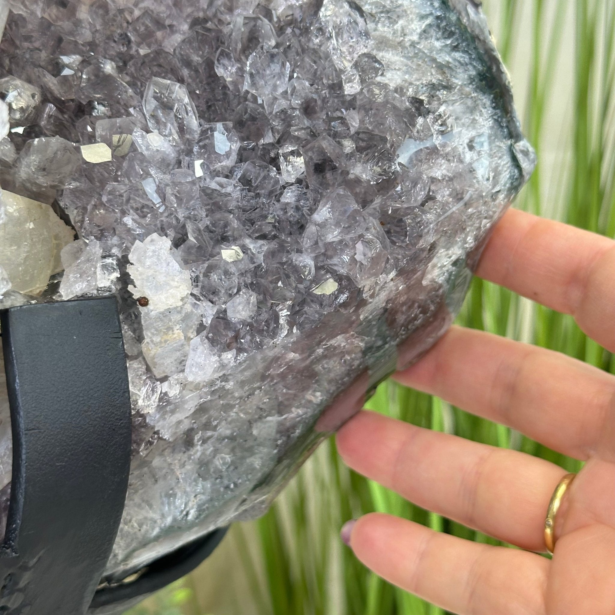 Amethyst Cluster on a Metal Base, 54.1 lbs & 22" Tall, #5491 - 0187 - Brazil GemsBrazil GemsAmethyst Cluster on a Metal Base, 54.1 lbs & 22" Tall, #5491 - 0187Clusters on Fixed Bases5491 - 0187