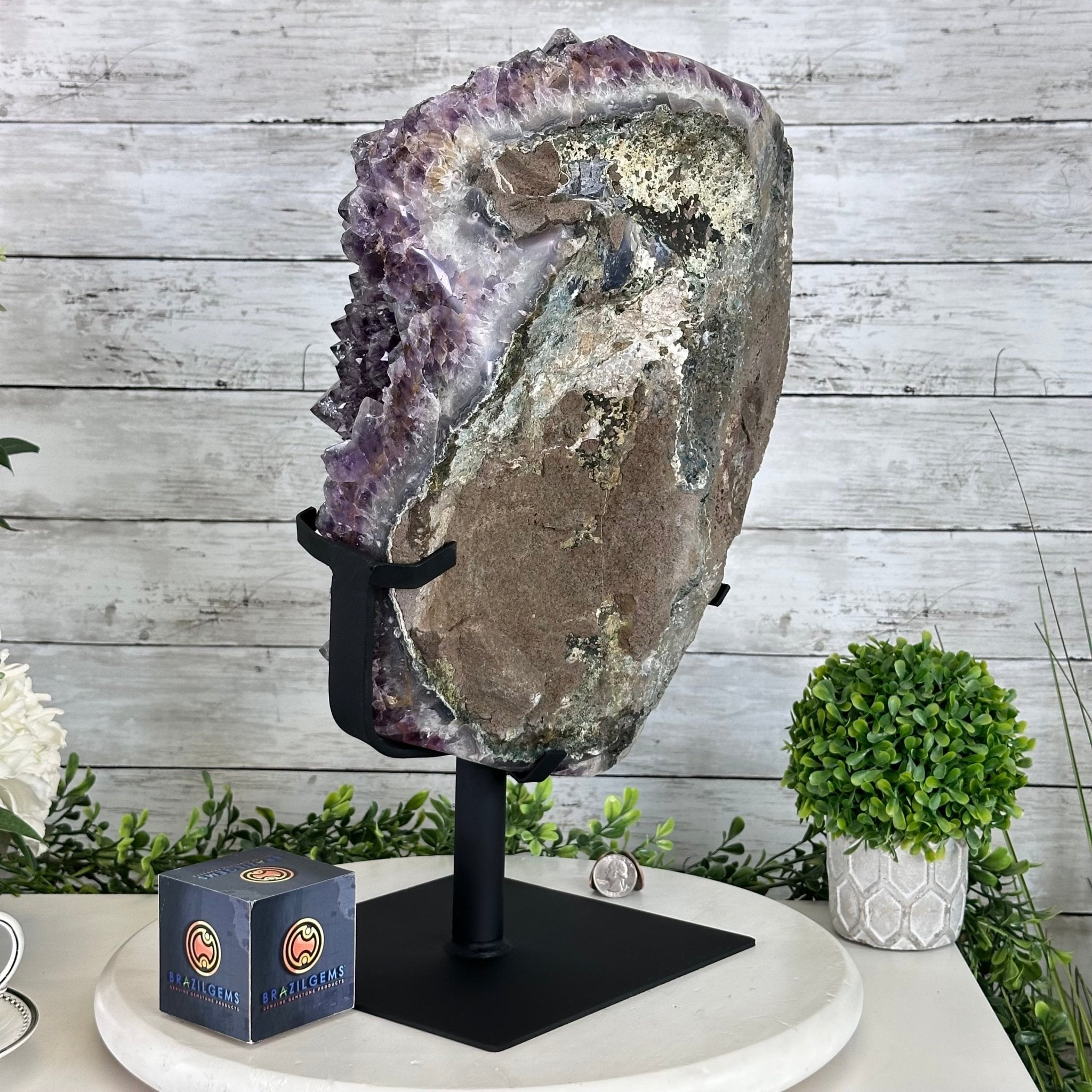 Amethyst Cluster on a Metal Base, 54.2 lbs & 16.8" Tall, #5491 - 0109 - Brazil GemsBrazil GemsAmethyst Cluster on a Metal Base, 54.2 lbs & 16.8" Tall, #5491 - 0109Clusters on Fixed Bases5491 - 0109